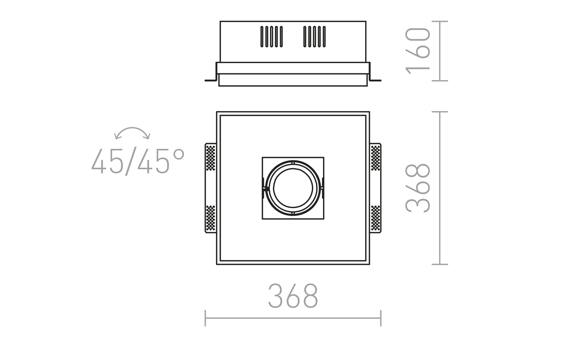 OFFICE TWIN wpuszczana lampa - Product sketch