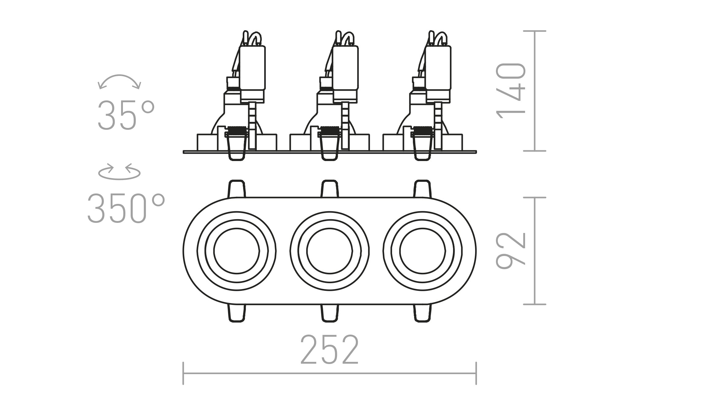 BIZZ III wychylna lampa - Product sketch