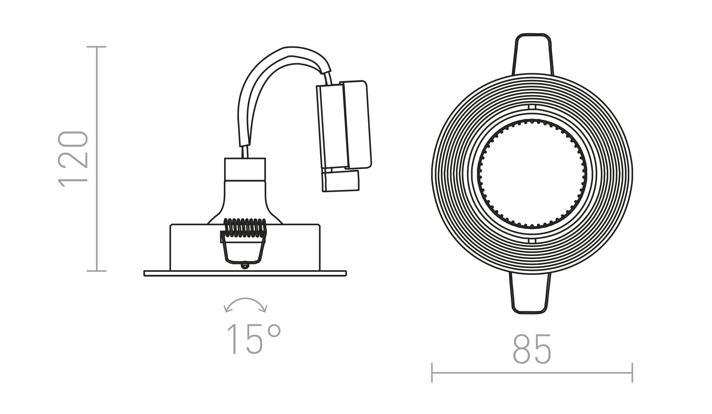 ESPRESSO wpuszczana kierunkowa lampa - Product sketch