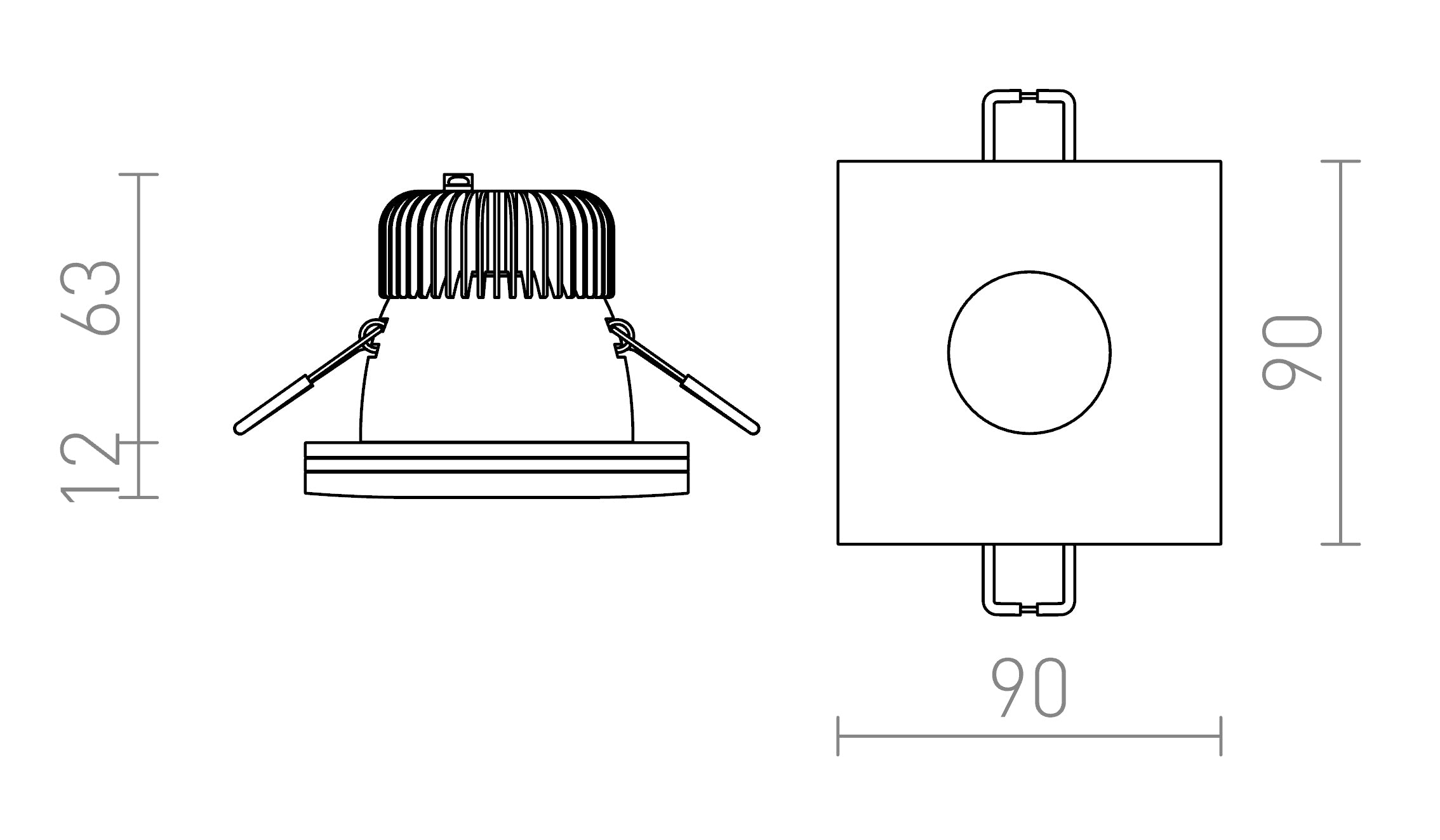 KAY SQ încastrat lampă - Product sketch