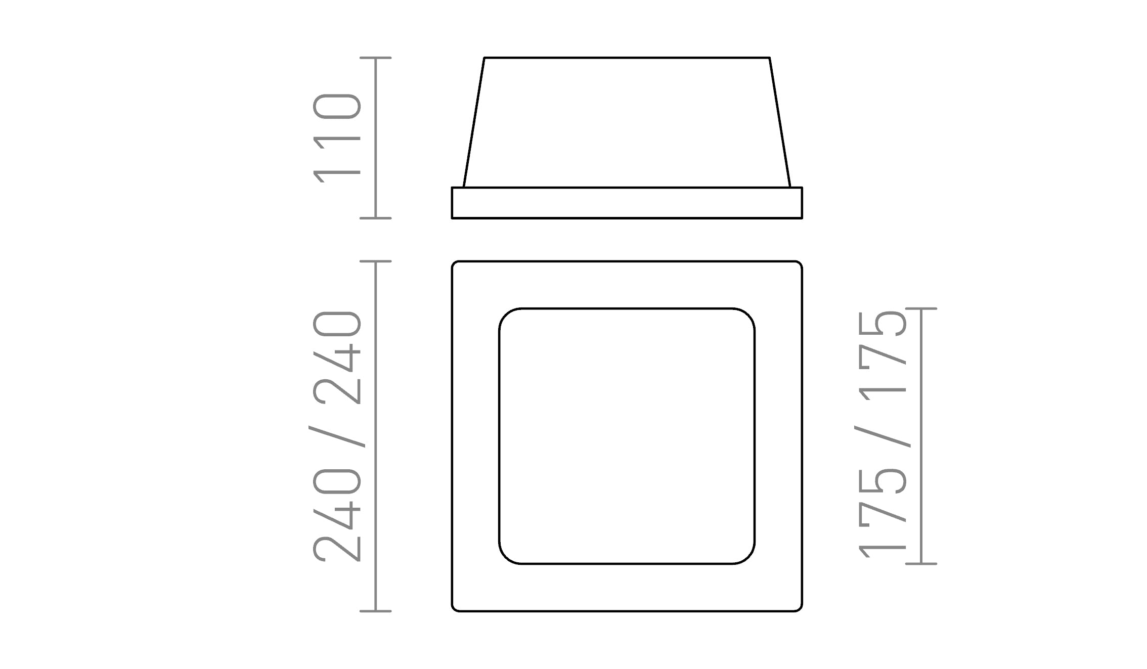 MIA SQ wpuszczana lampa - Product sketch