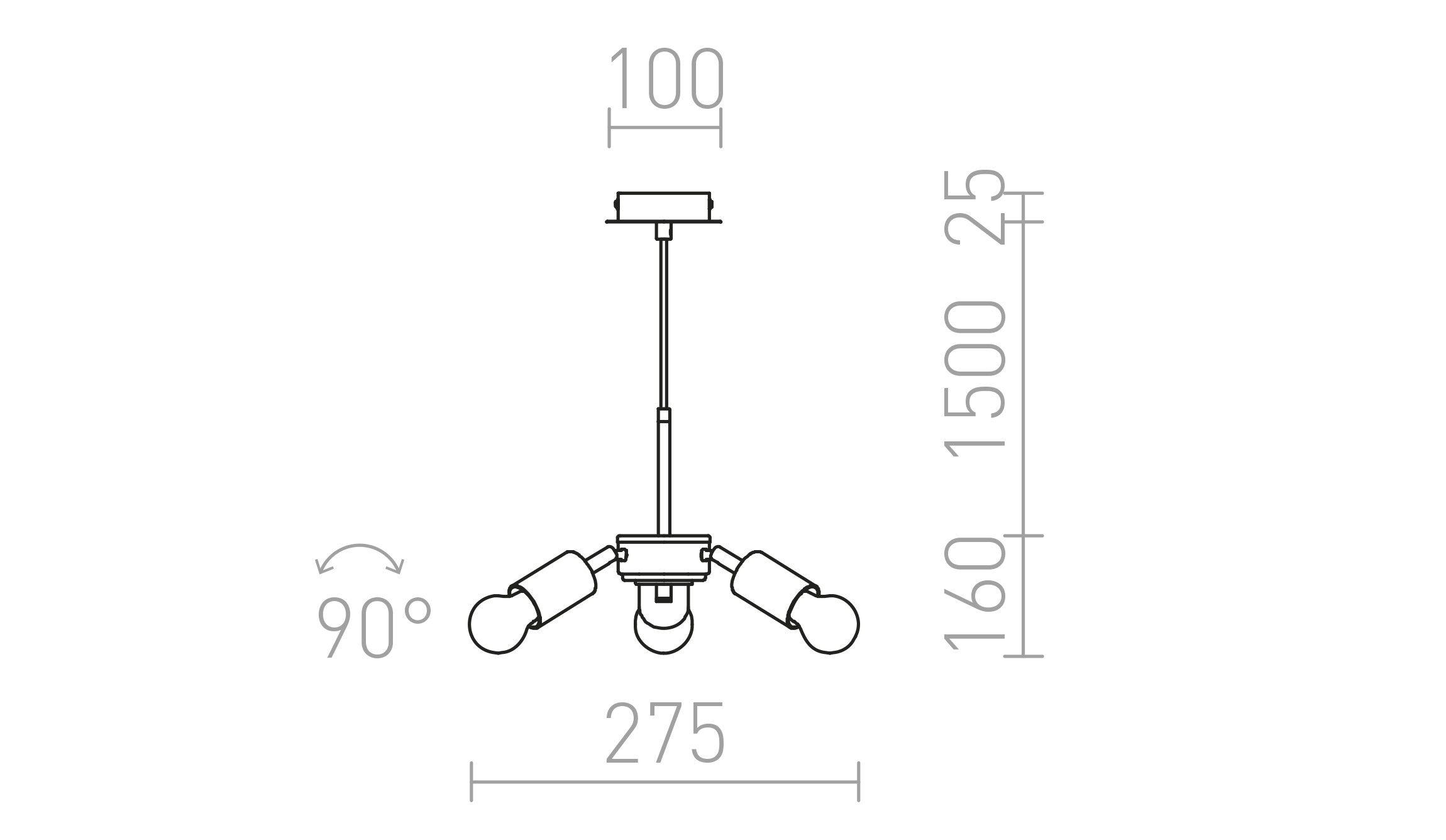 TRIX conjunto suspenso lâmpada - Product sketch