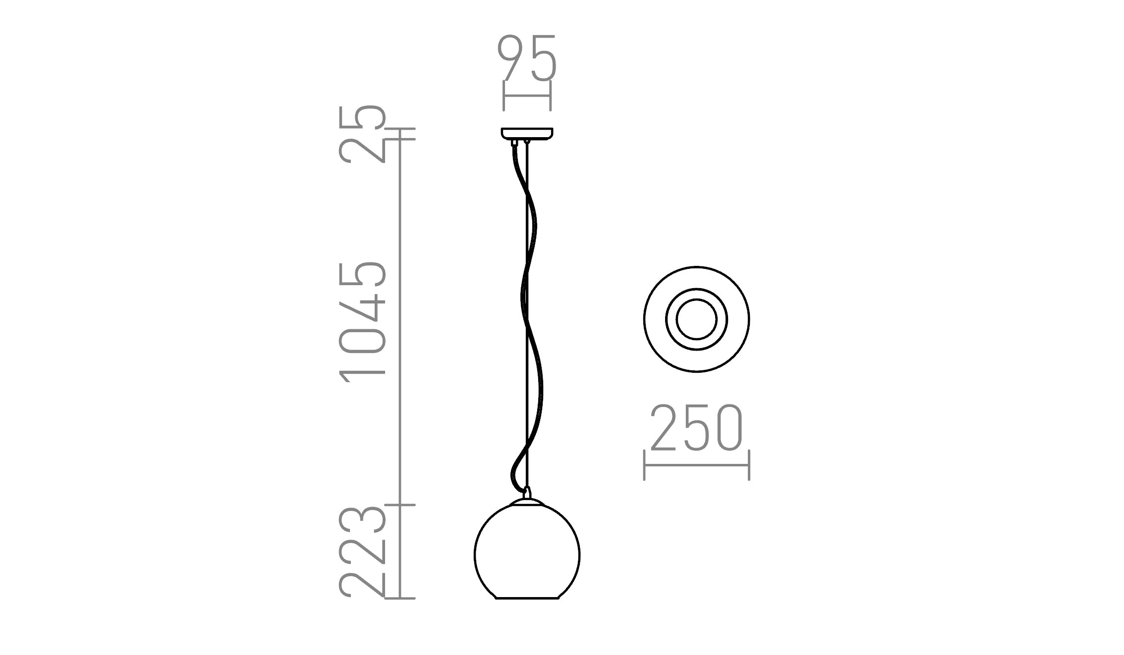 BEAU MONDE 25 pendant lamp - Product sketch