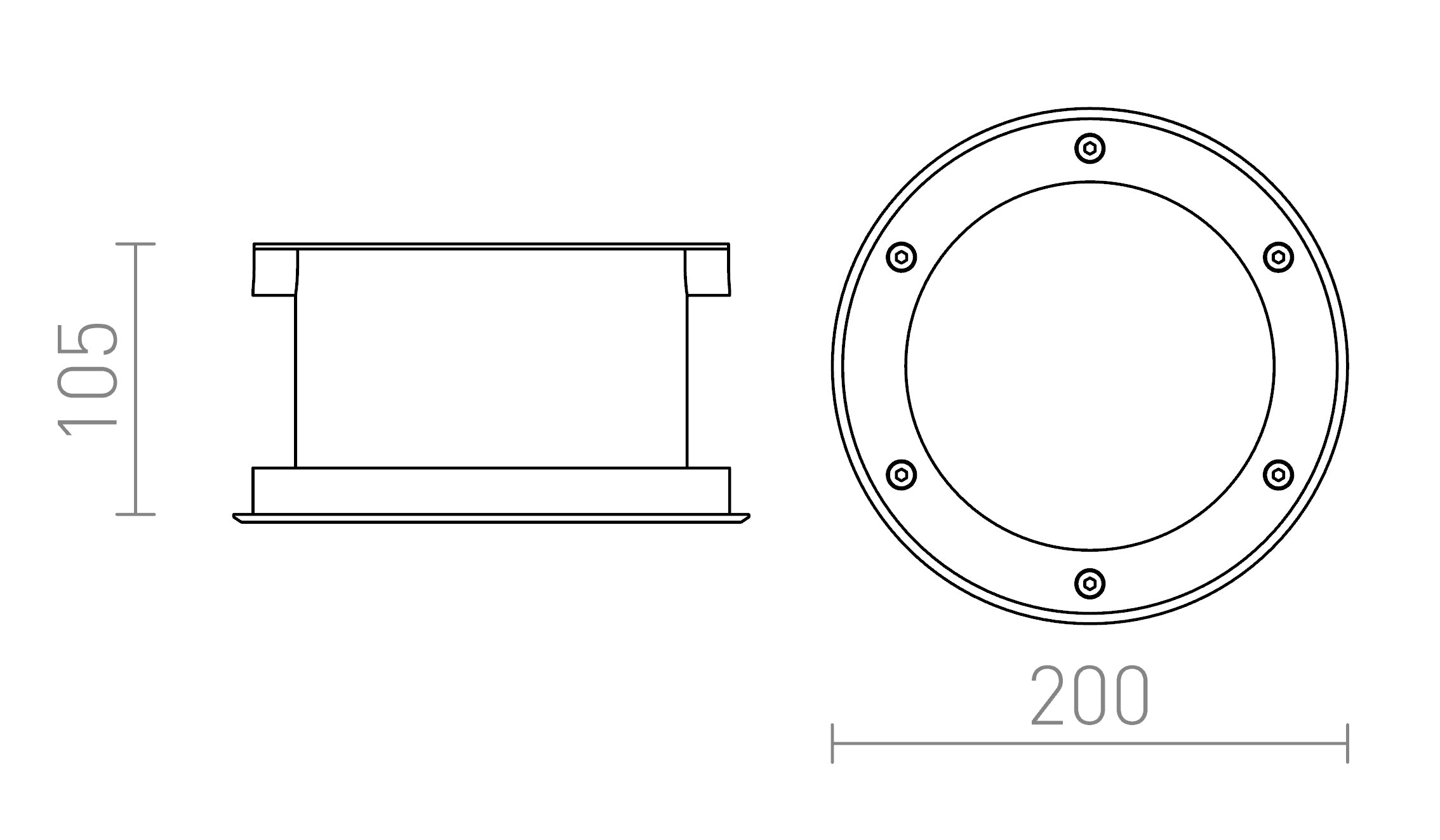 TERRA вградена лампа - Product sketch
