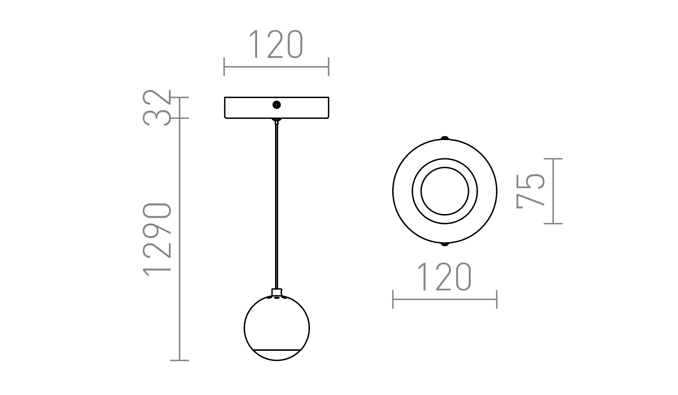 GLOSSY wisząca lampa - Product sketch