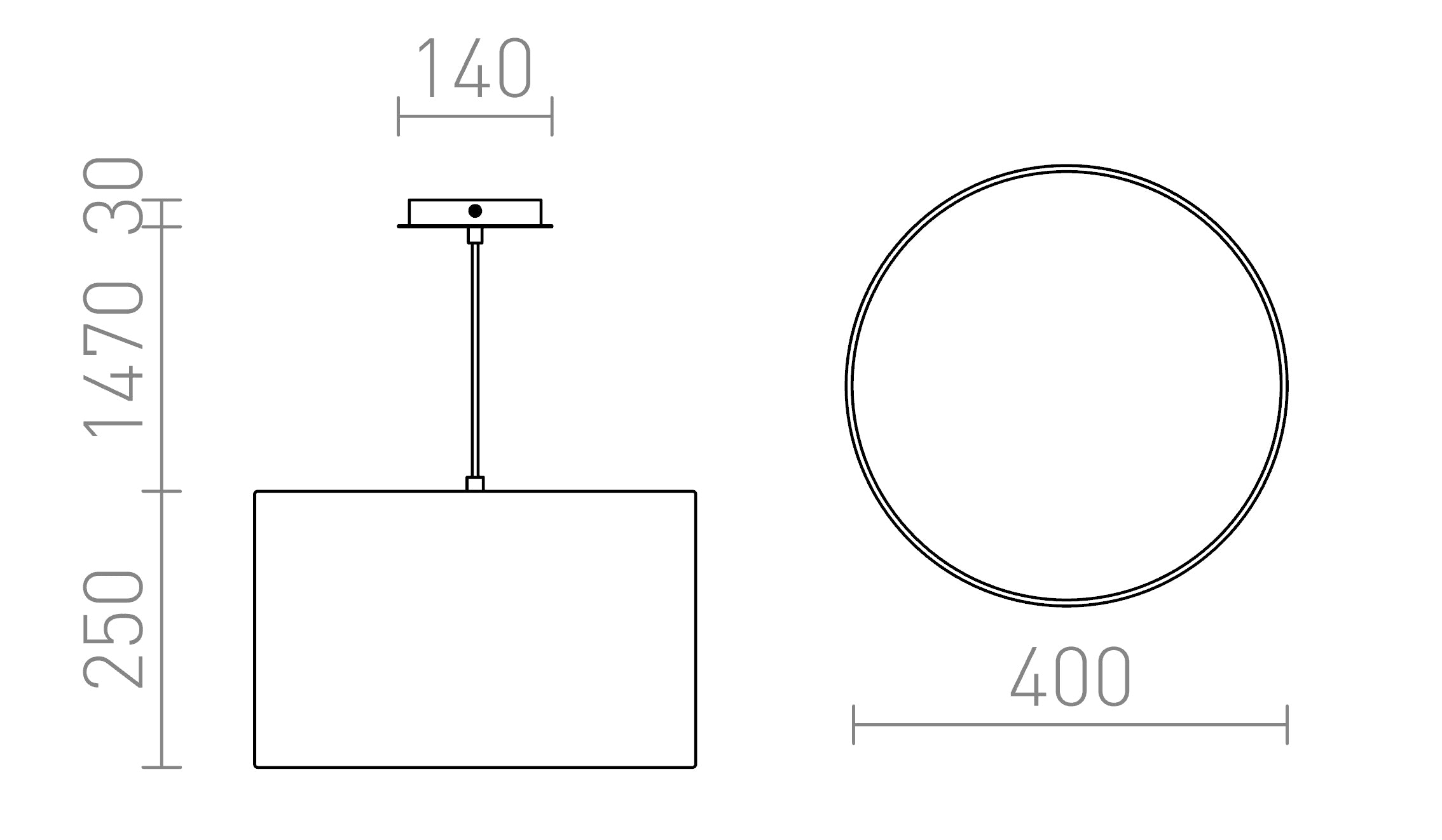 LALO 40 wisząca lampa - Product sketch