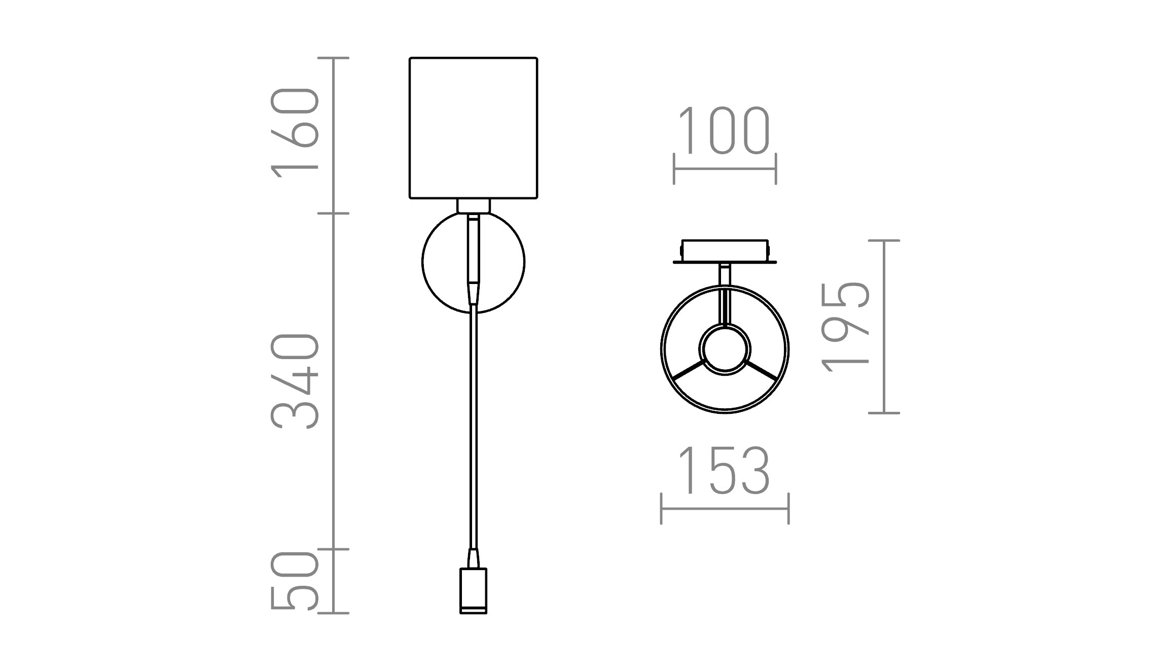VERSA da parete con paralume - Product sketch