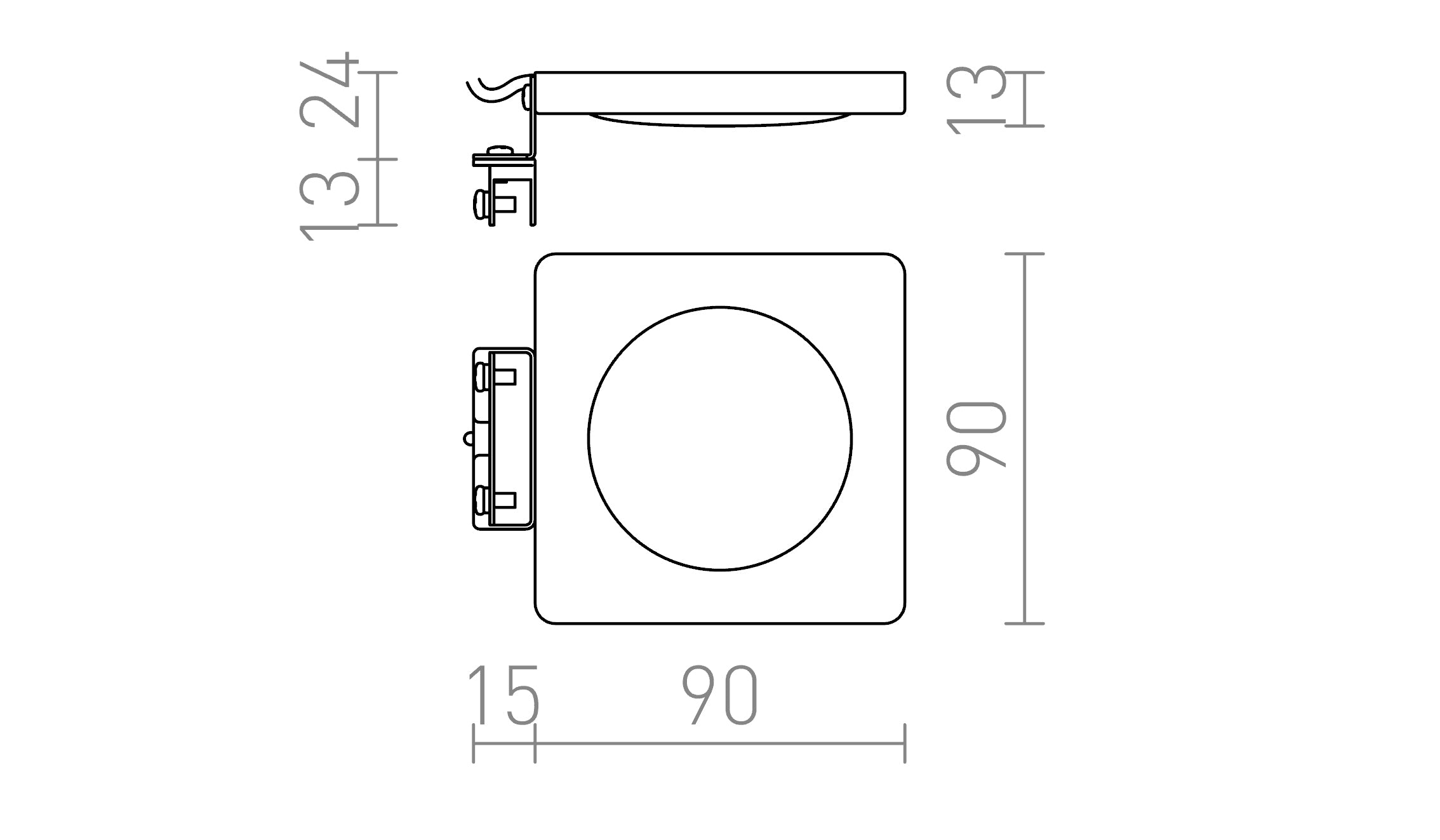 YOLO SQ Spiegelleuchte - Product sketch