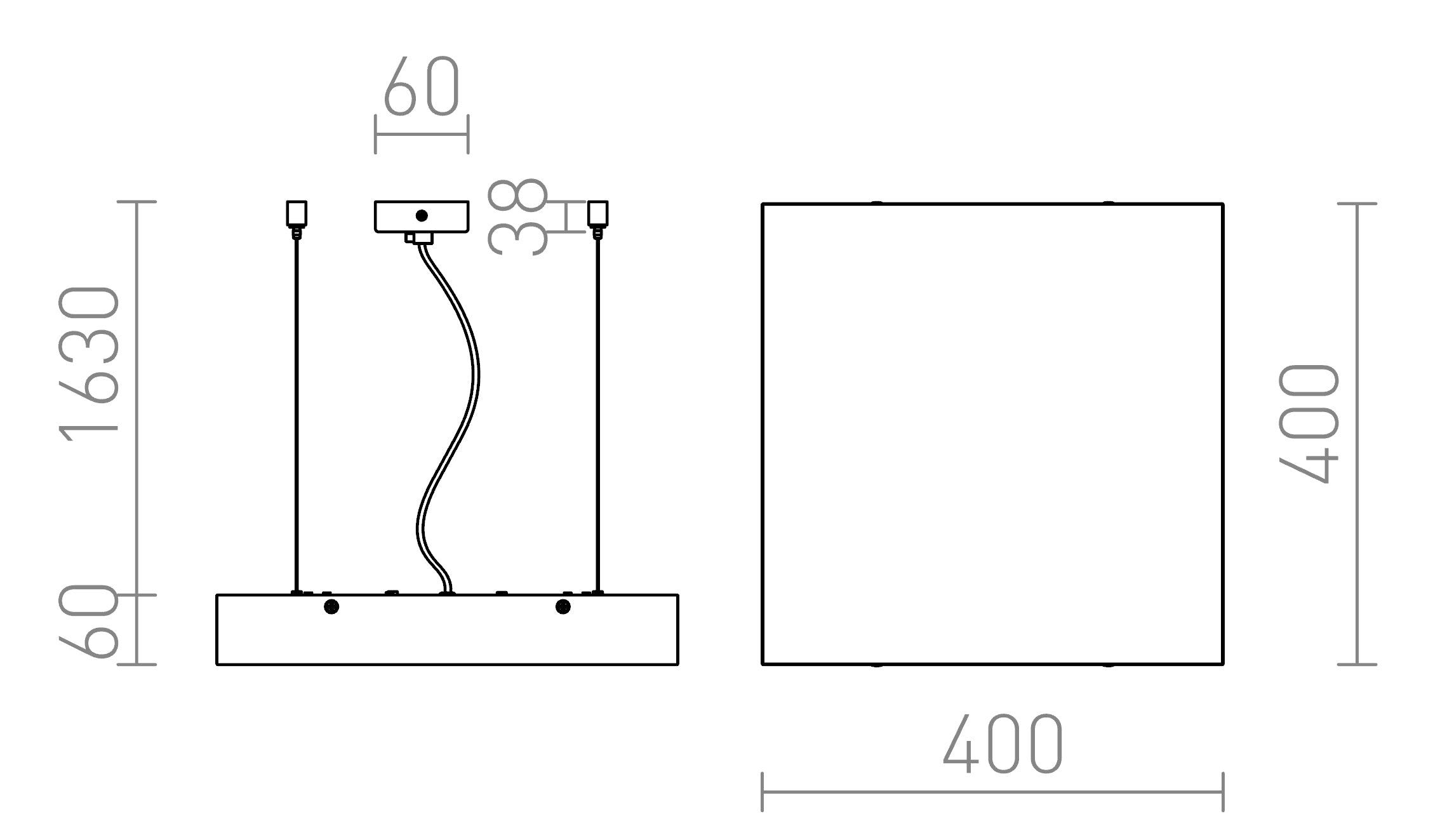 STRUCTURAL 40x40 wisząca lampa - Product sketch