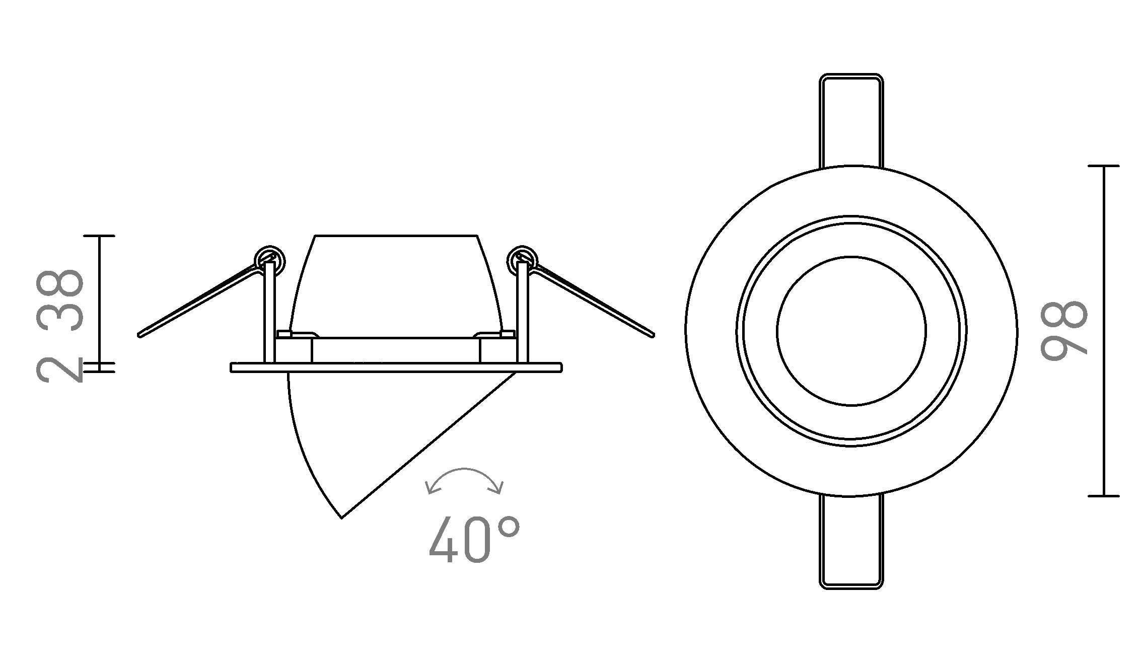 VIP výklopná lampa - Product sketch