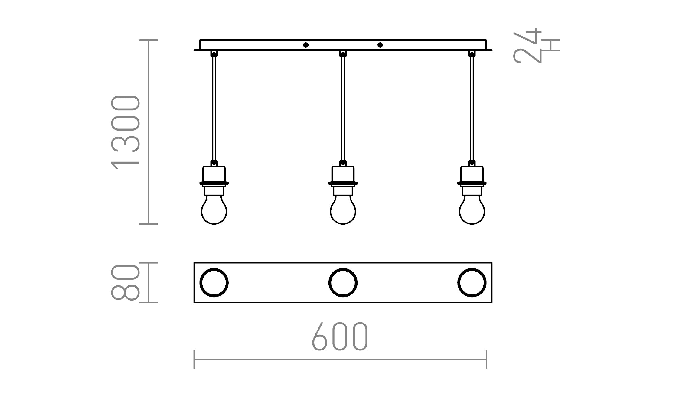 MORE 60 podstawa sufitowa wisząca lampa - Product sketch