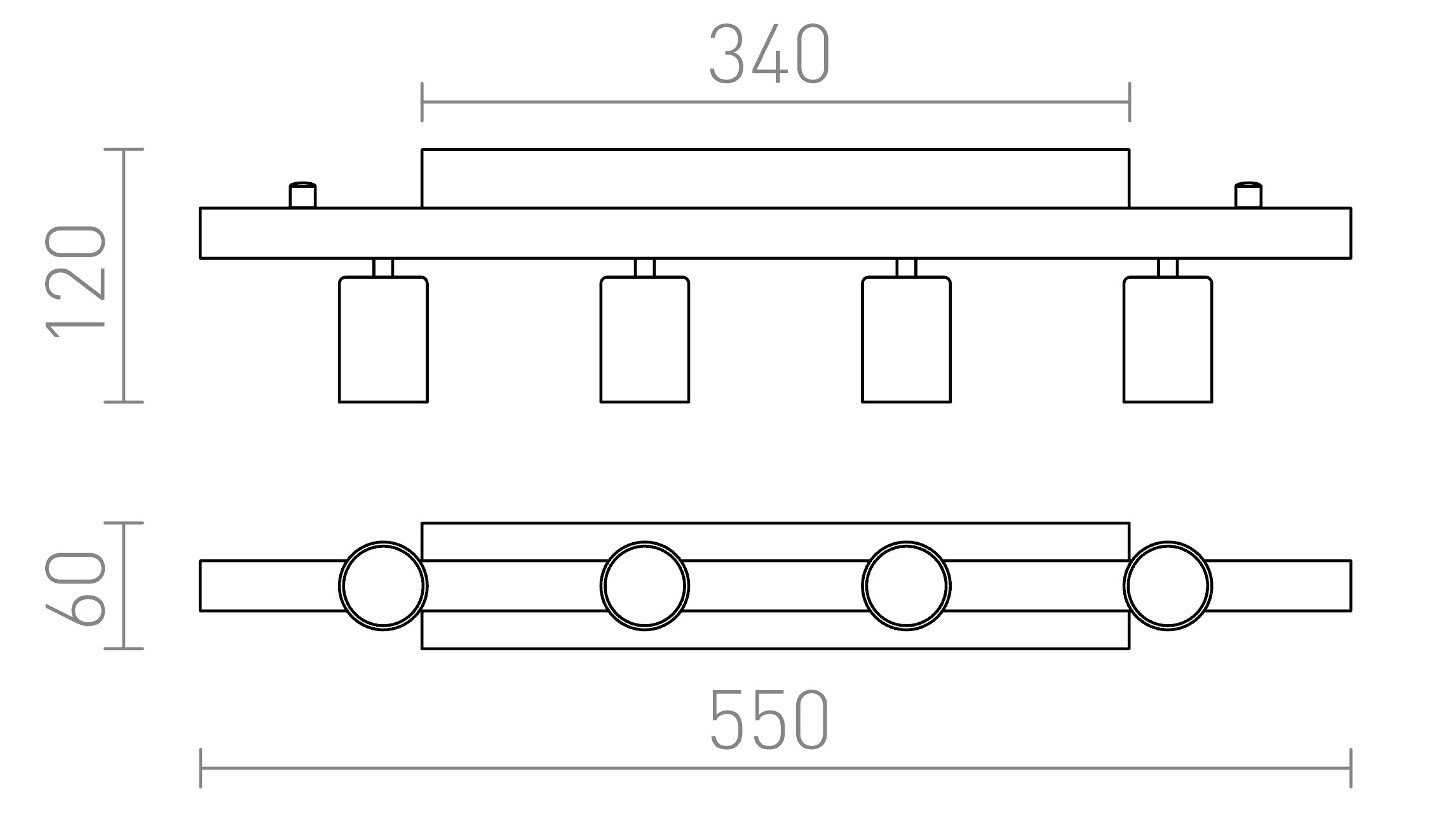 RALLONG IV podstawa sufitowa lampa - Product sketch