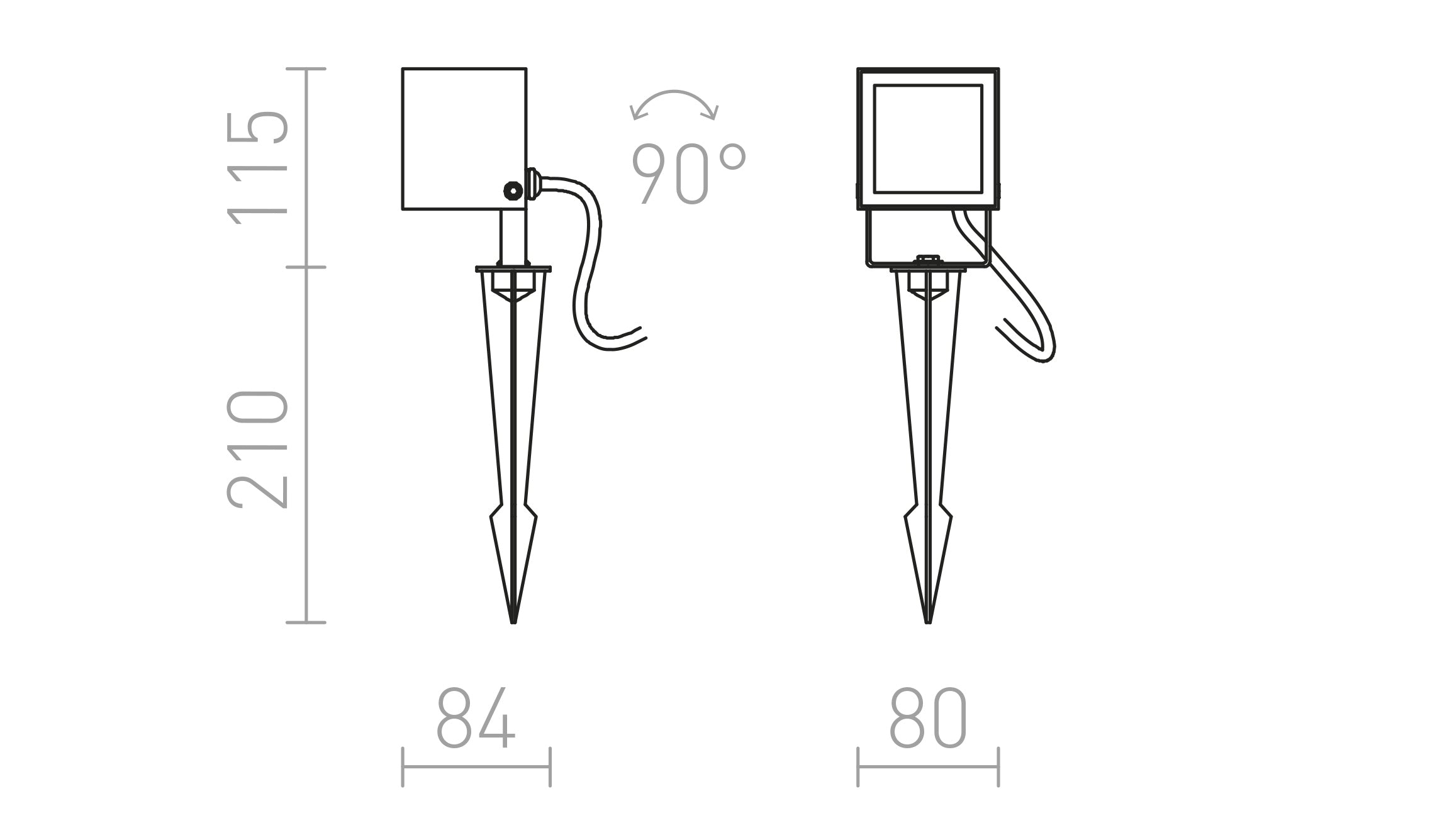 BORA com espigão lâmpada - Product sketch