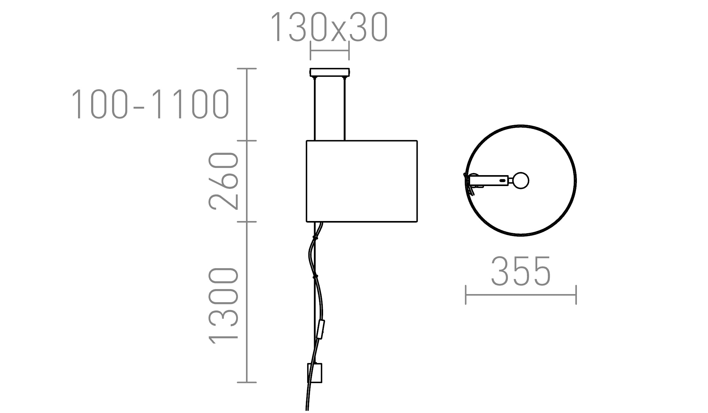 BROADWAY wisząca regulowana lampa - Product sketch