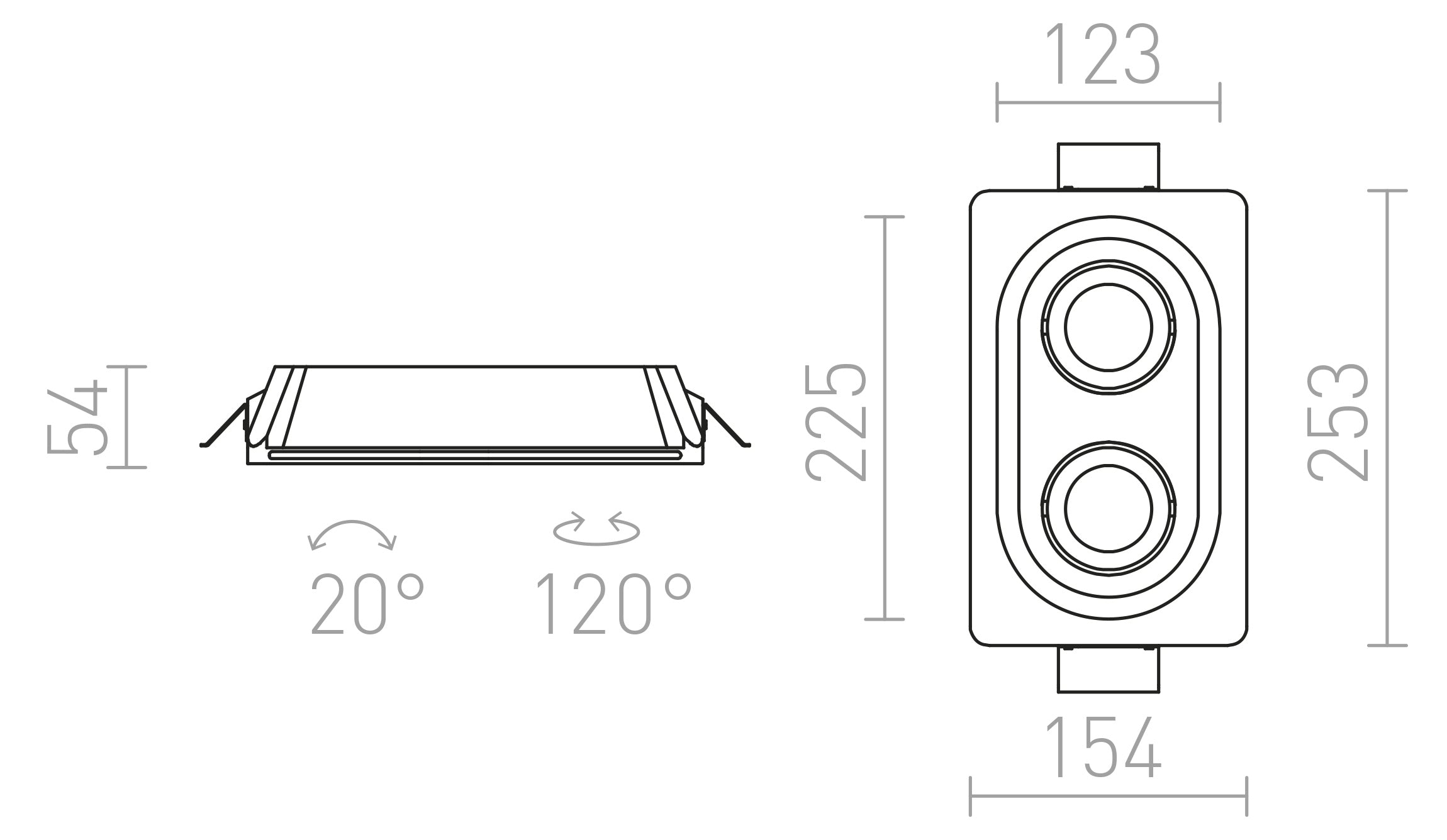 DINGO GU10 II inclinabile lampada - Product sketch
