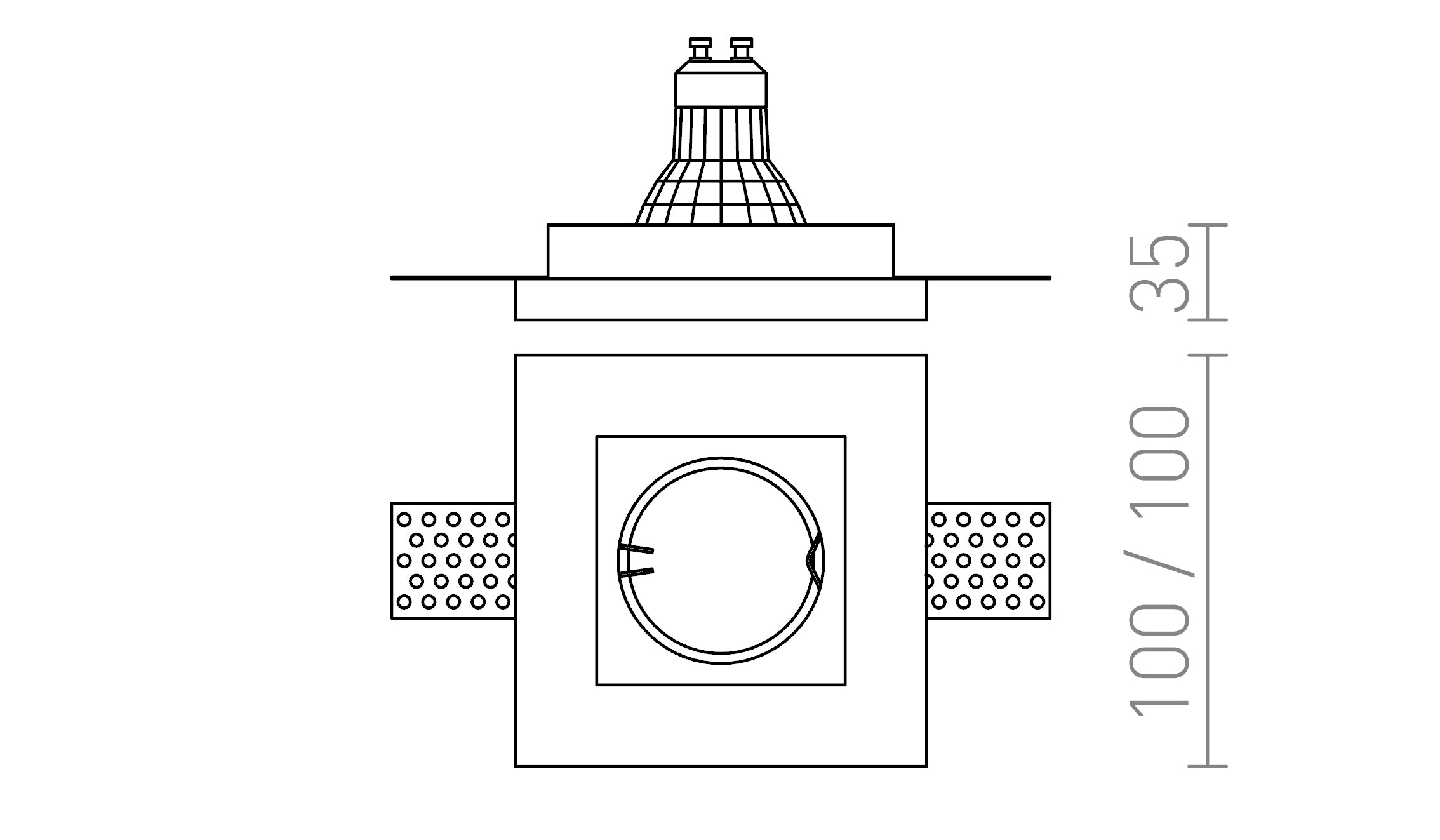 DANDY SQ zápustná lampa - Product sketch