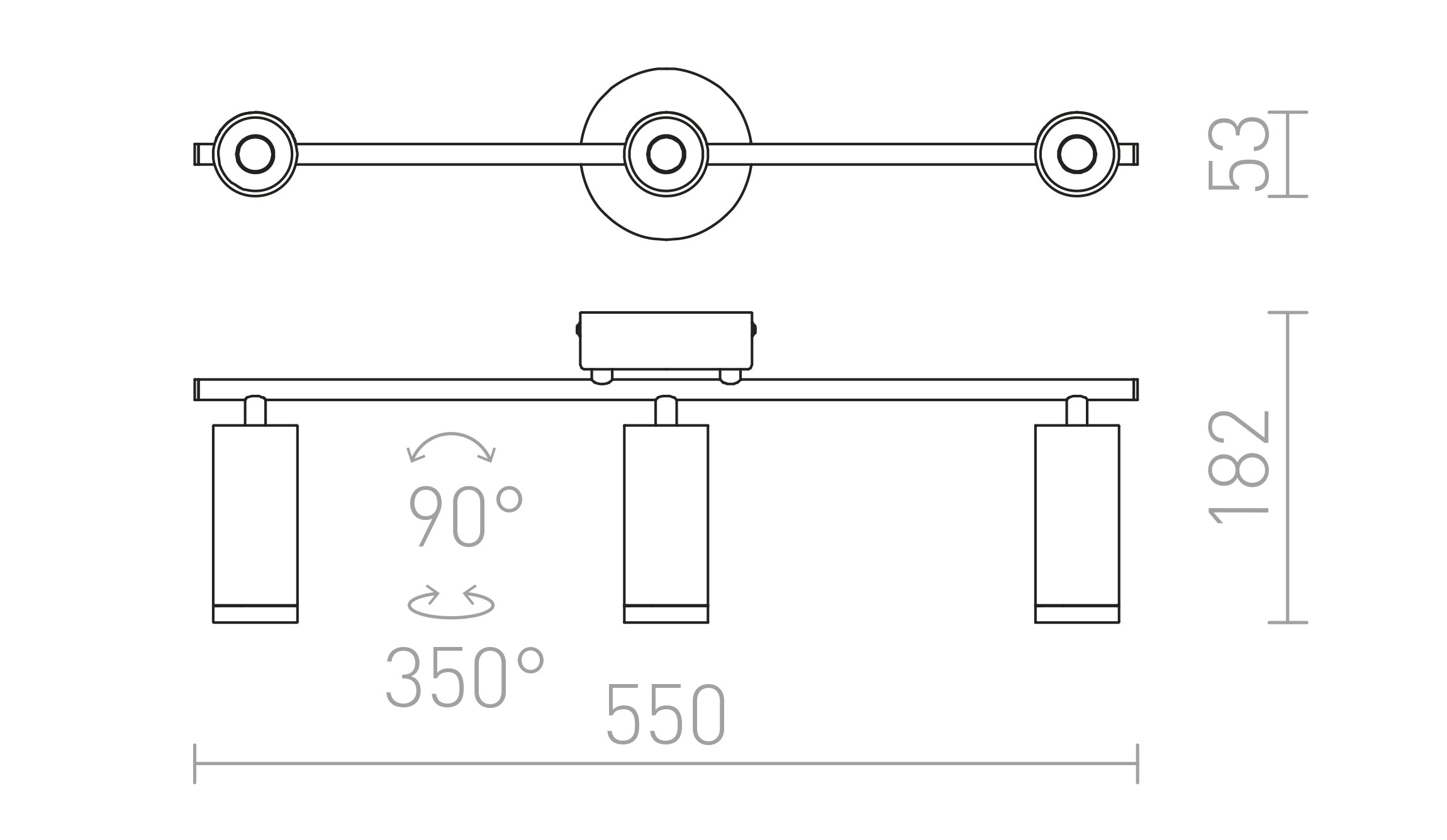 BOGARD III stenska lampa - Product sketch