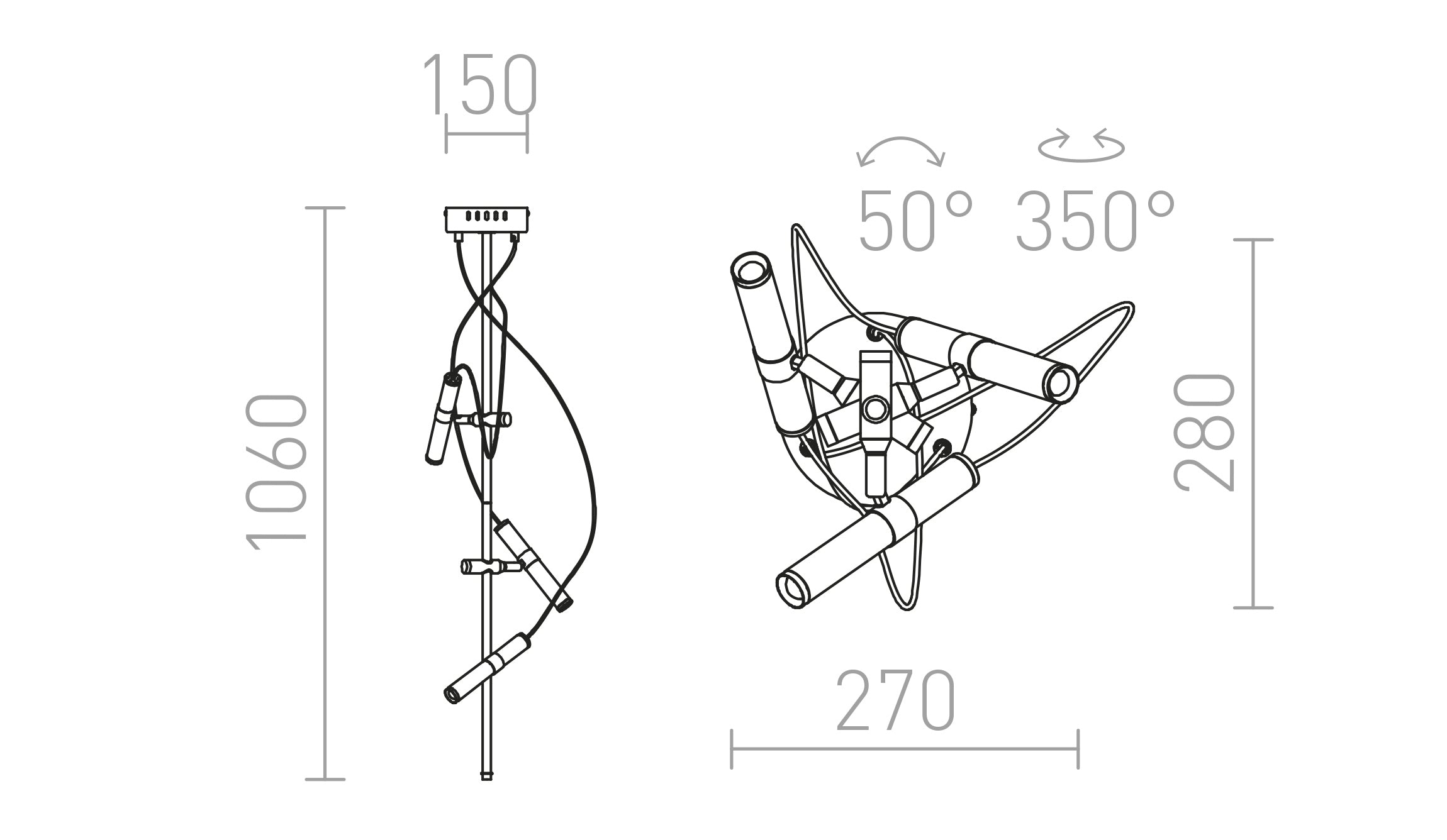 VIPER III sufitowa lampa - Product sketch