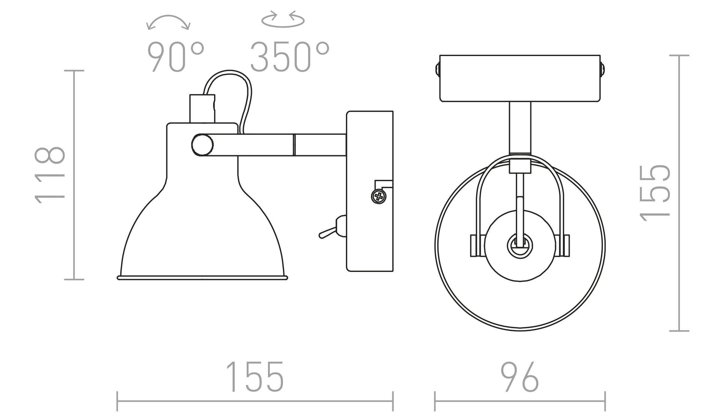ROSITA I ścienna lampa - Product sketch