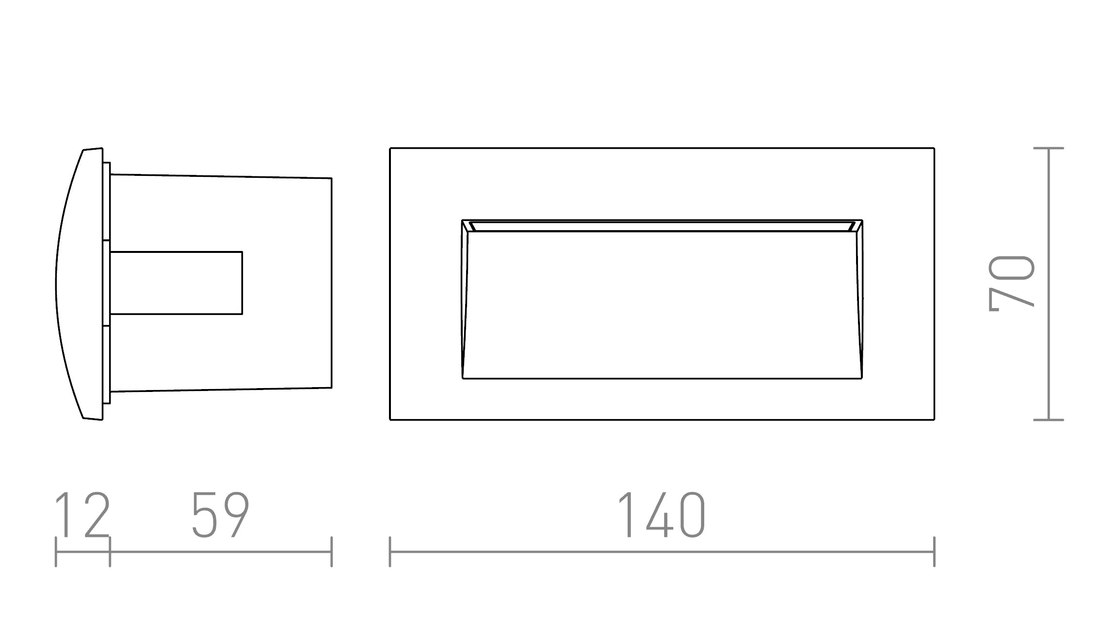GORDIQ L wpuszczana lampa - Product sketch
