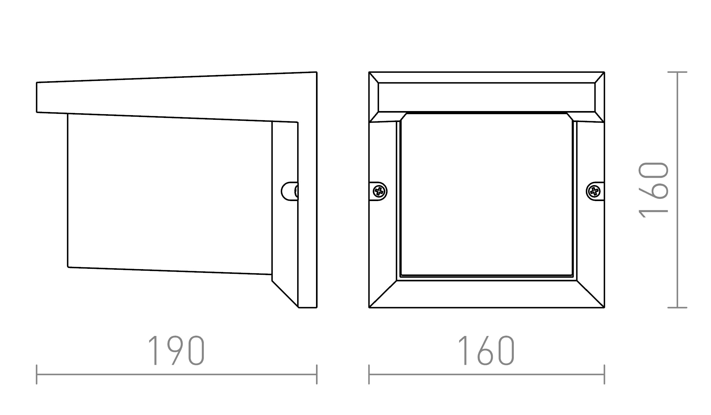HIDE SQ seinä lamppu - Product sketch