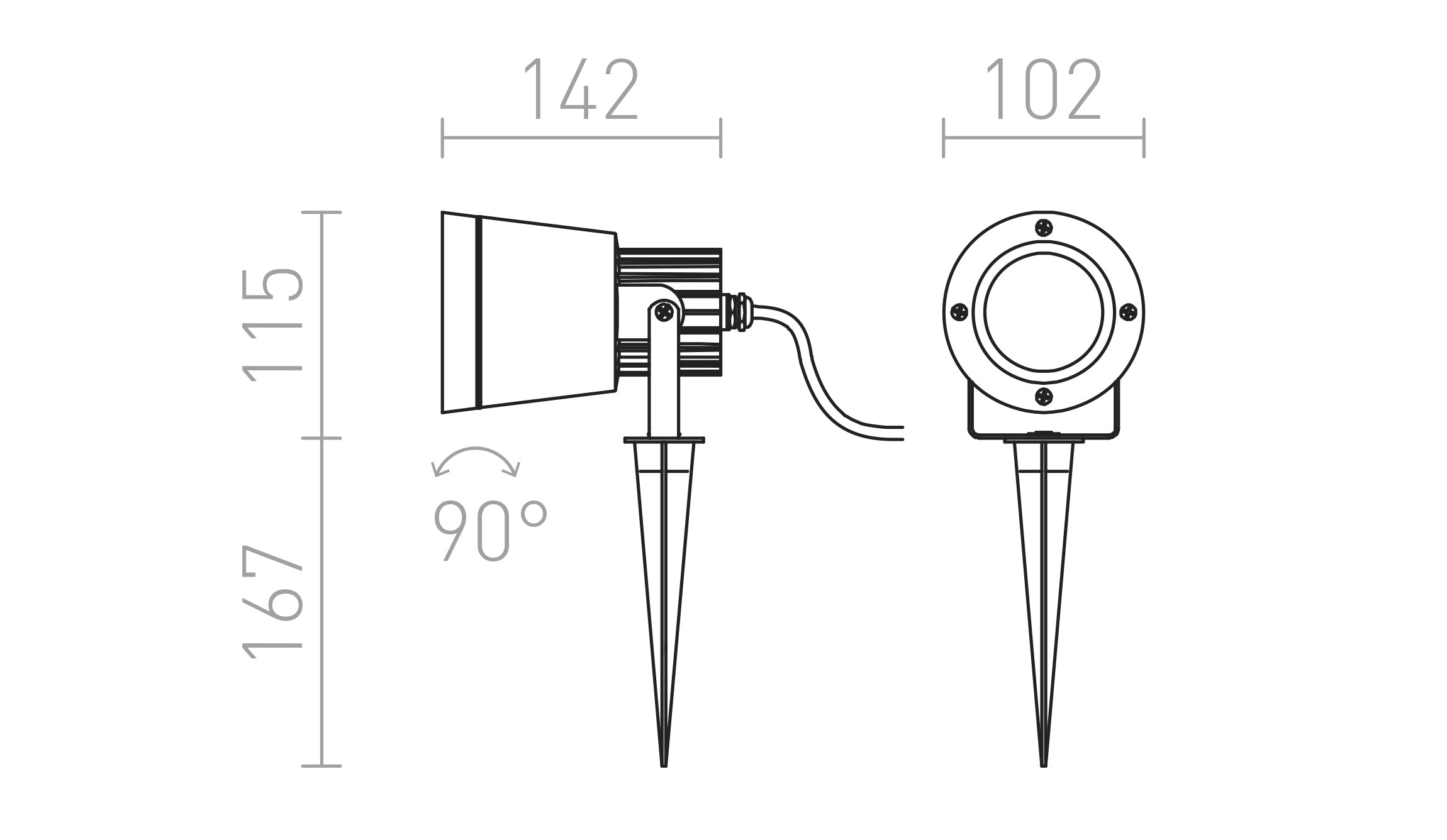 CORDOBA op grondpin lamp - Product sketch
