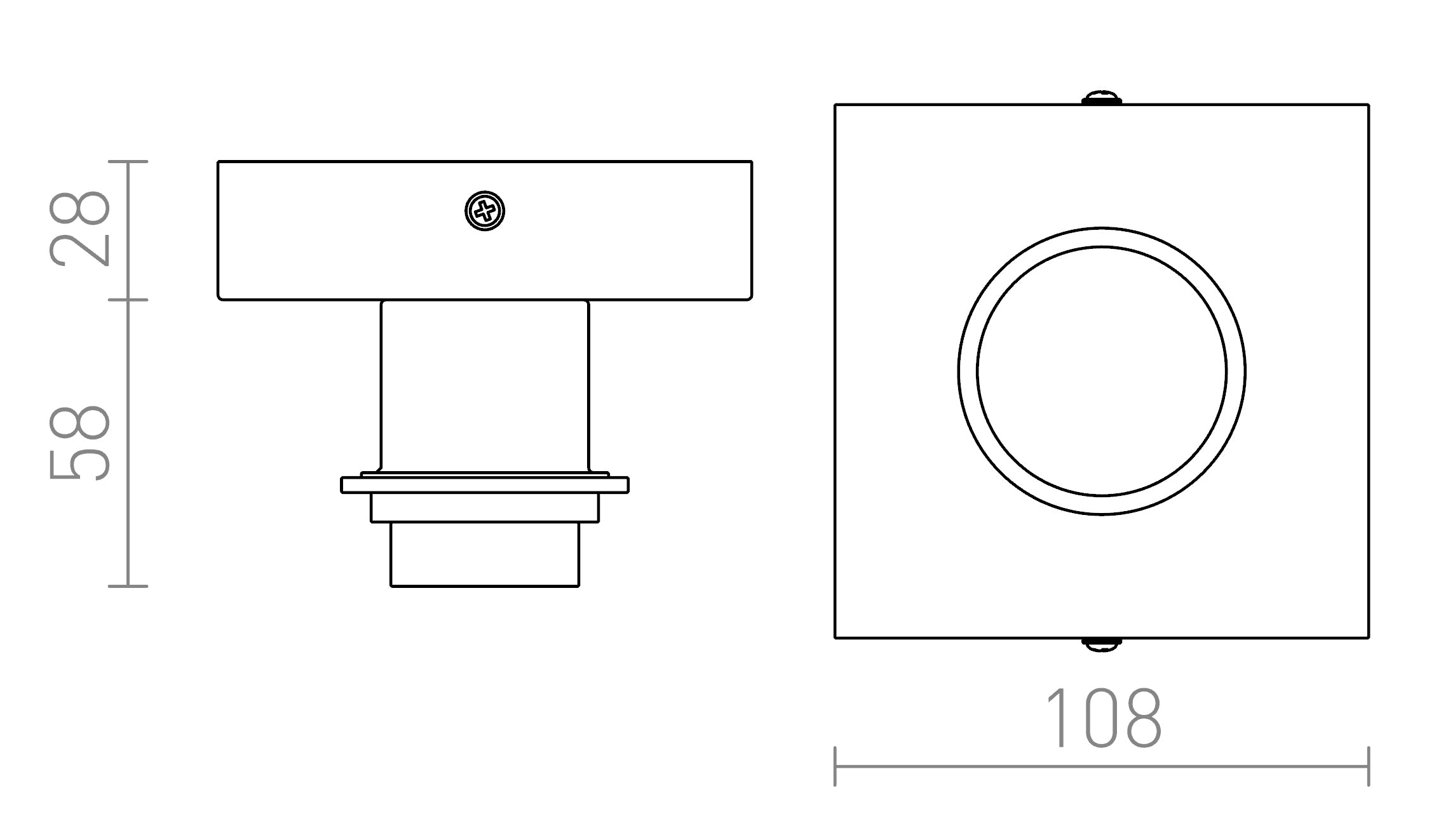 SOLO SQ podstawa sufitowa lampa - Product sketch