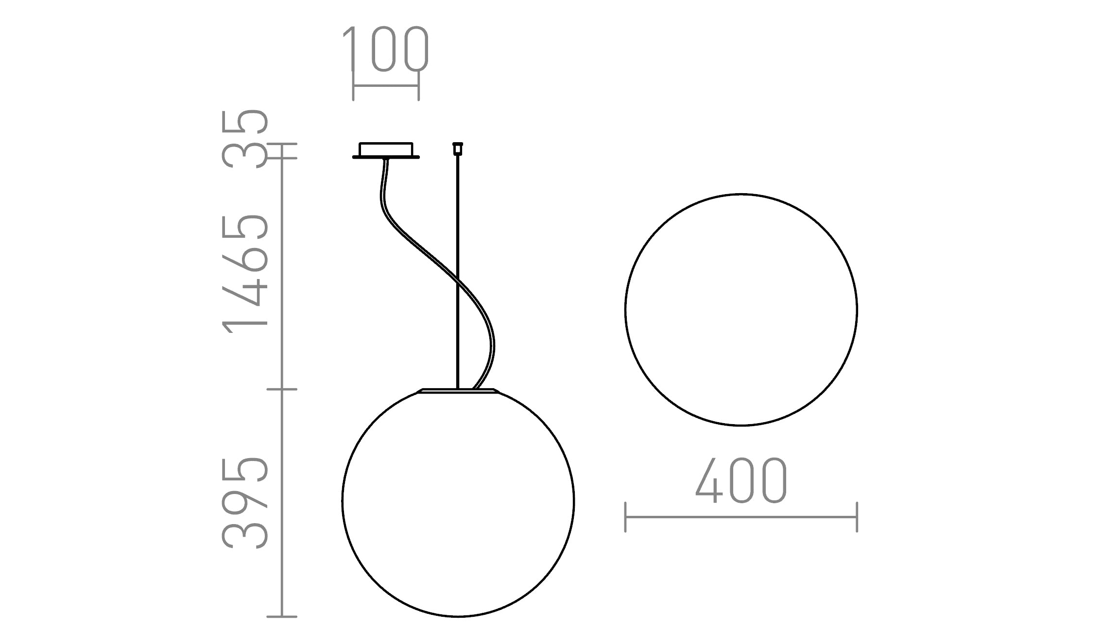LUNEA 40 pendant triplex - Product sketch