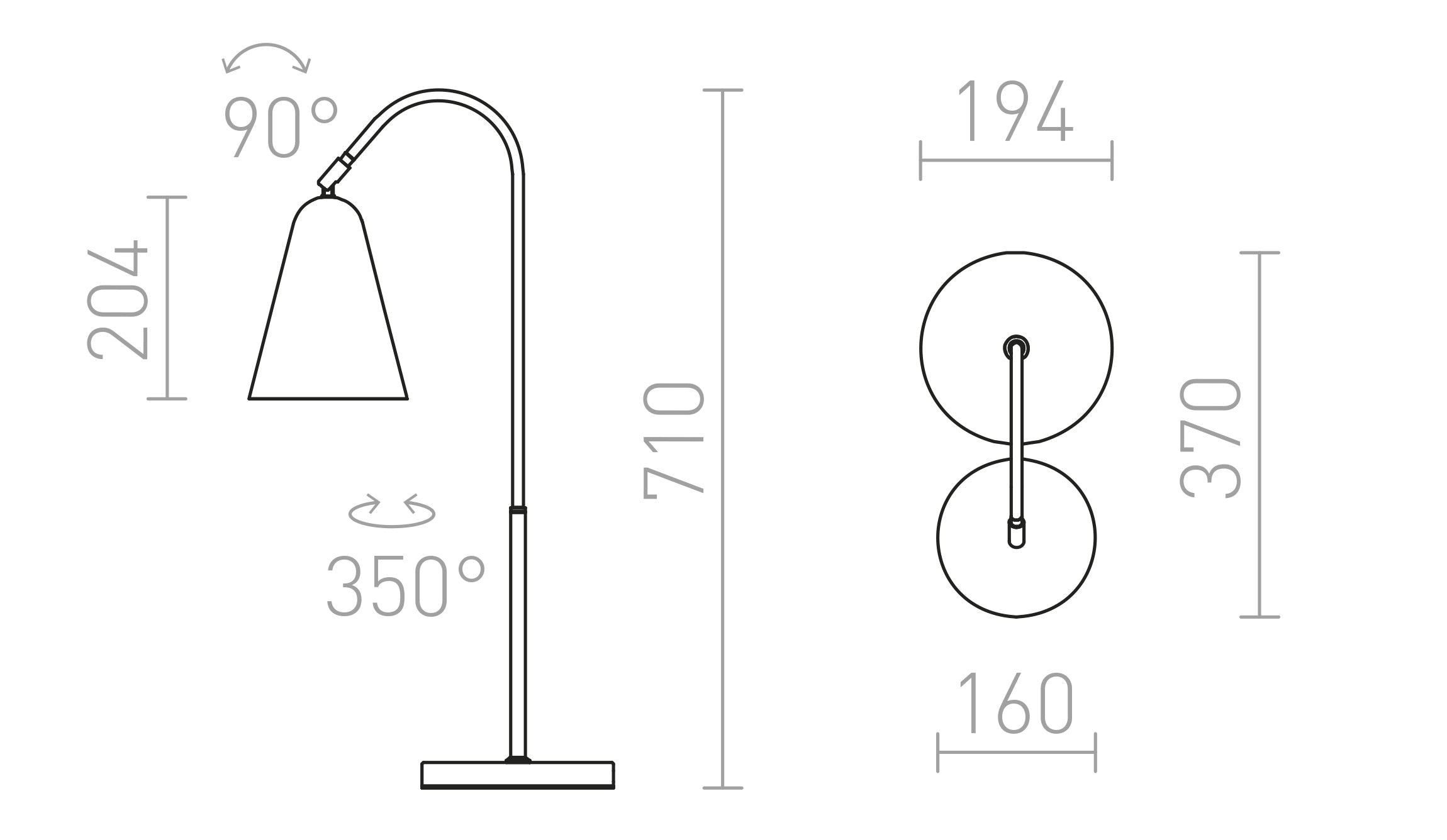 GARBO de masă lampă - Product sketch