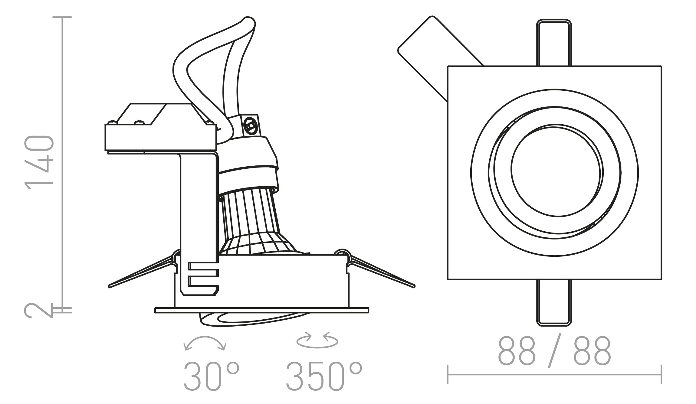 MURO SQ wpuszczana lampa - Product sketch
