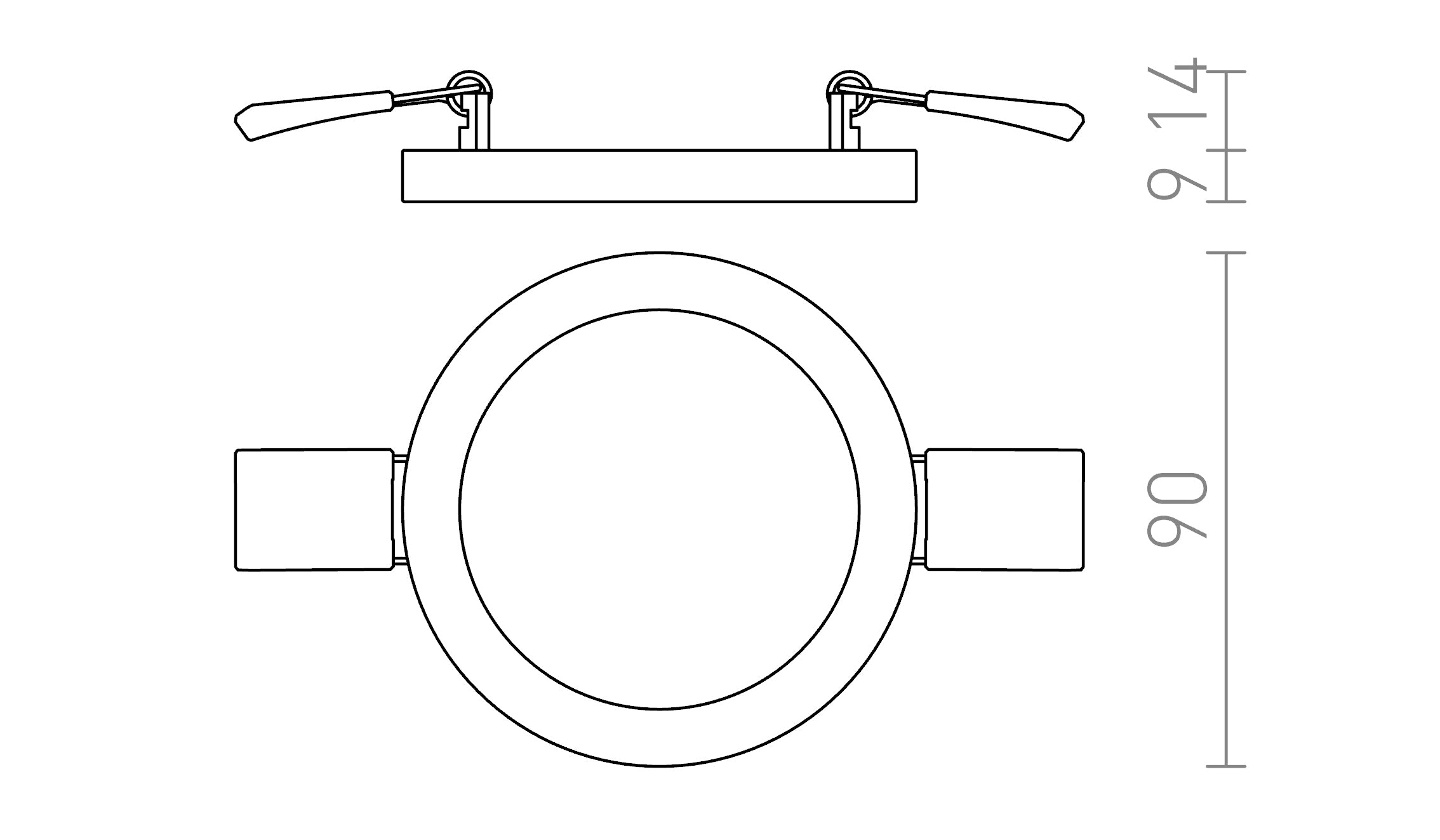 HUE R 9 zápustná lampa - Product sketch