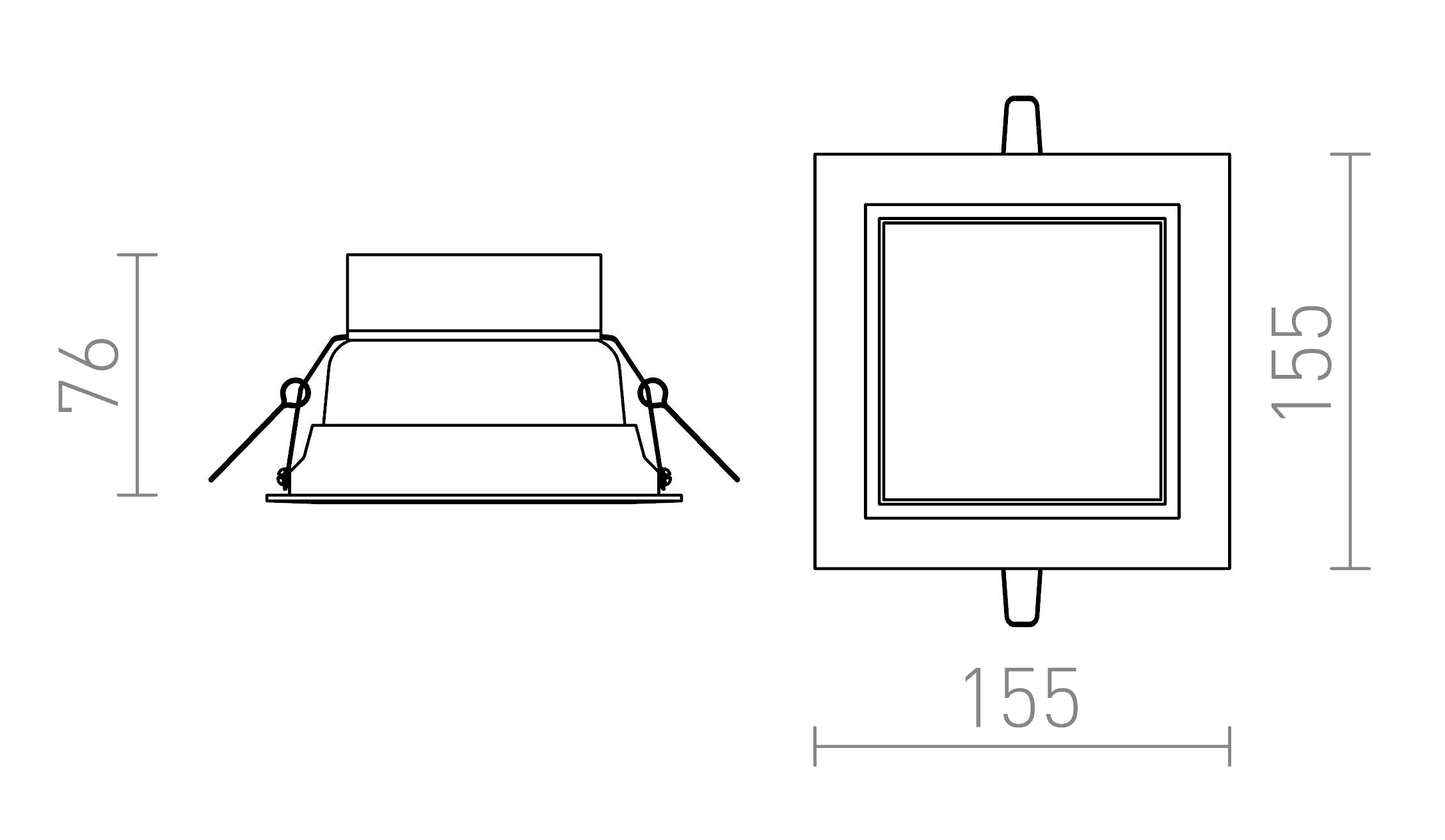 VIC 15 zápustná lampa - Product sketch