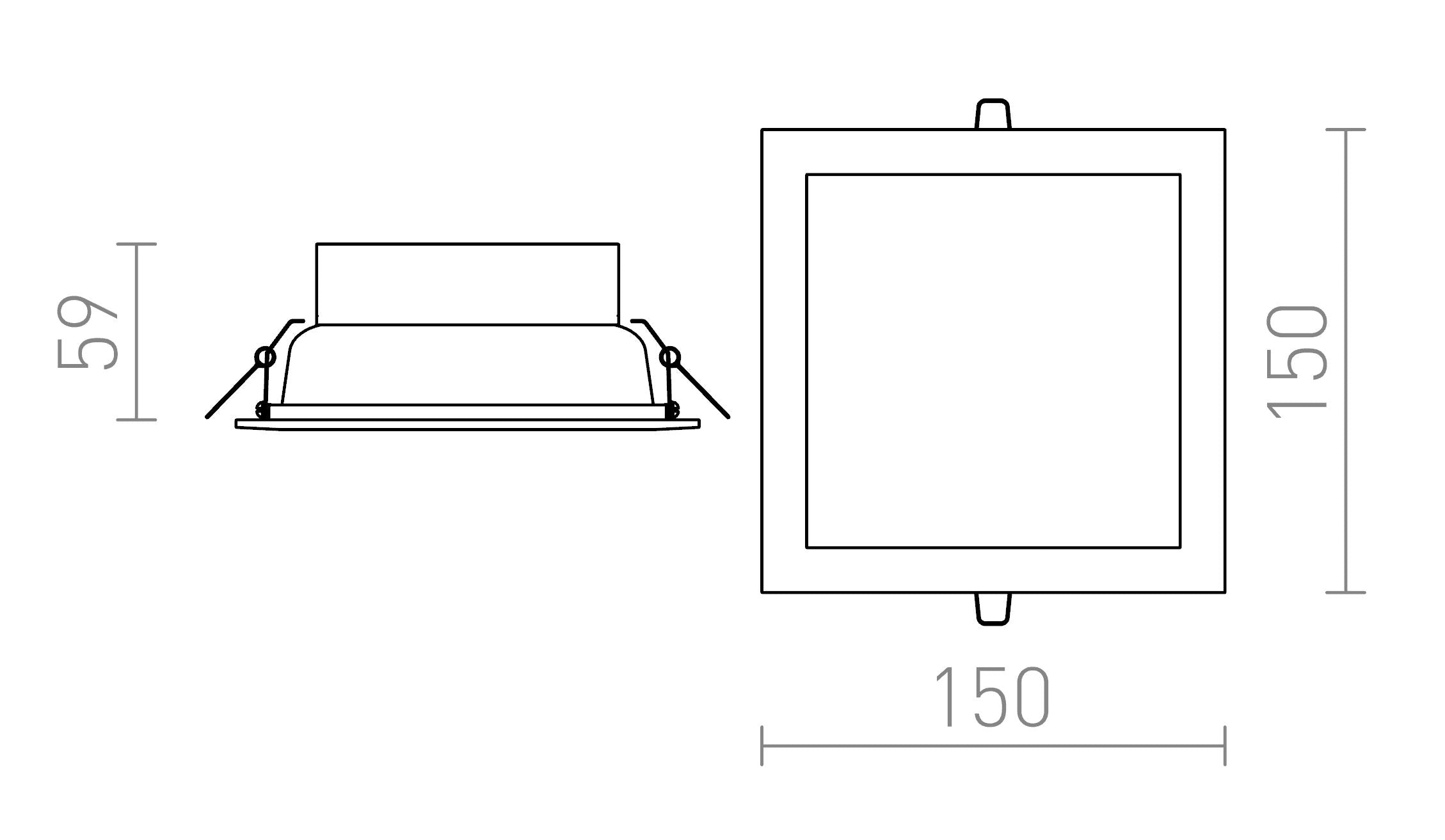 SEEYOU 15 fyrkantig infälld lampa - Product sketch