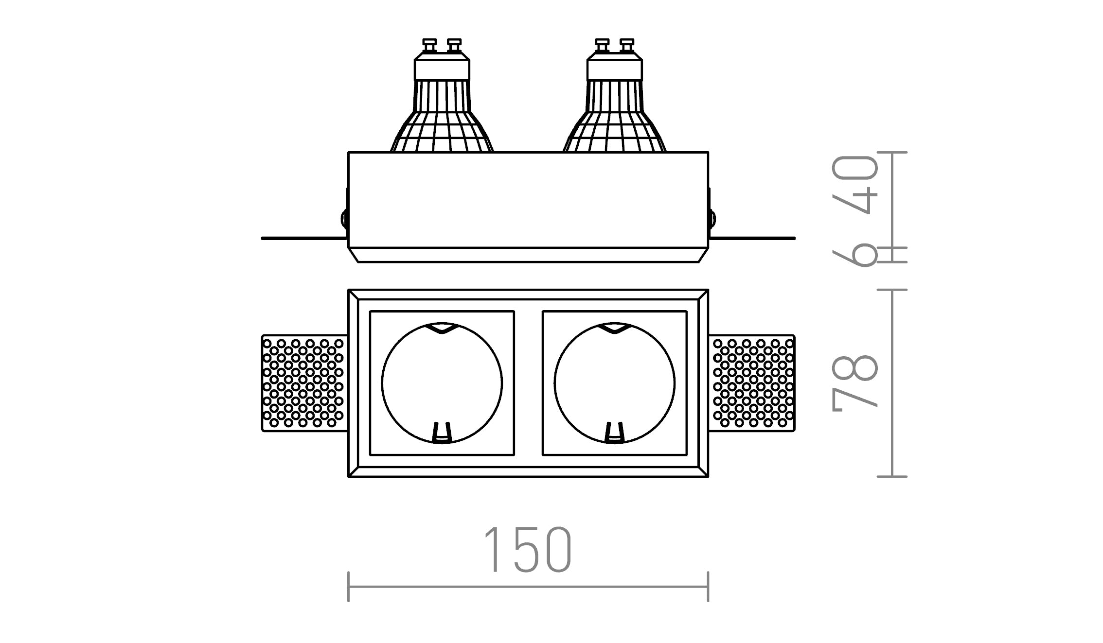 QUO SQ II inbouwlamp lamp - Product sketch