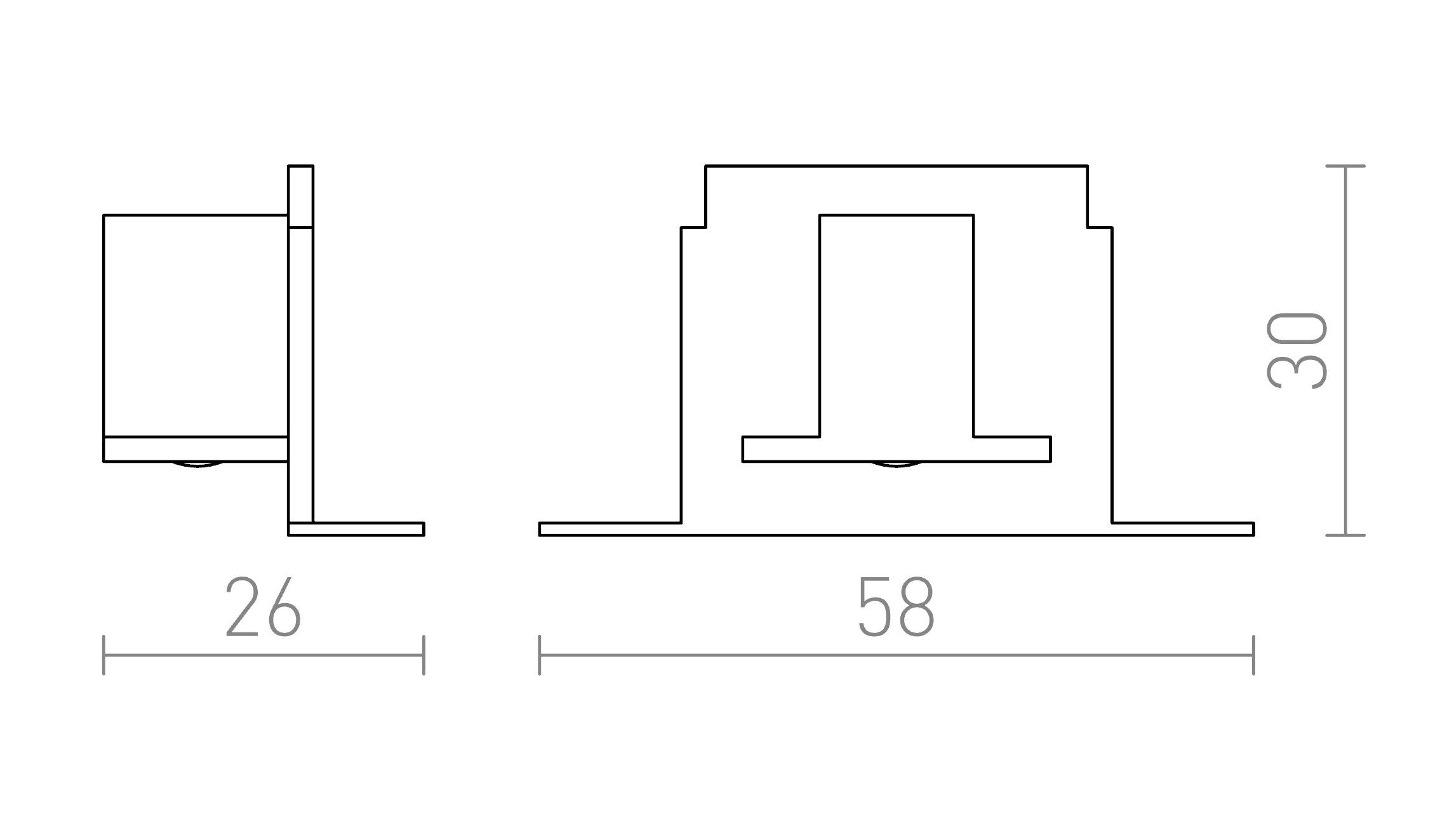 EUTRAC end cap for recessed 3-circuit track - Product sketch