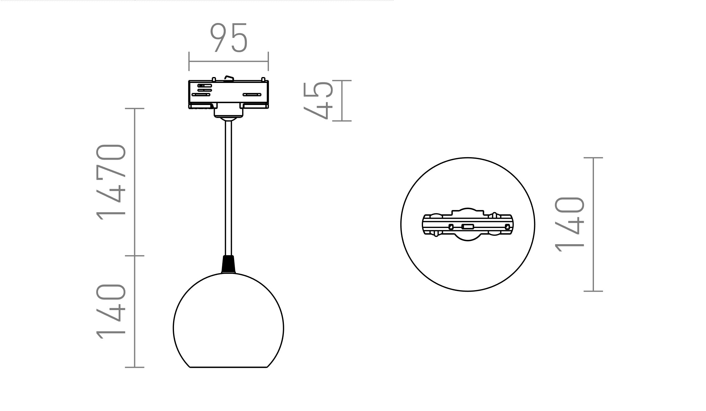 COPA pentru șină cu 1-circuit - Product sketch