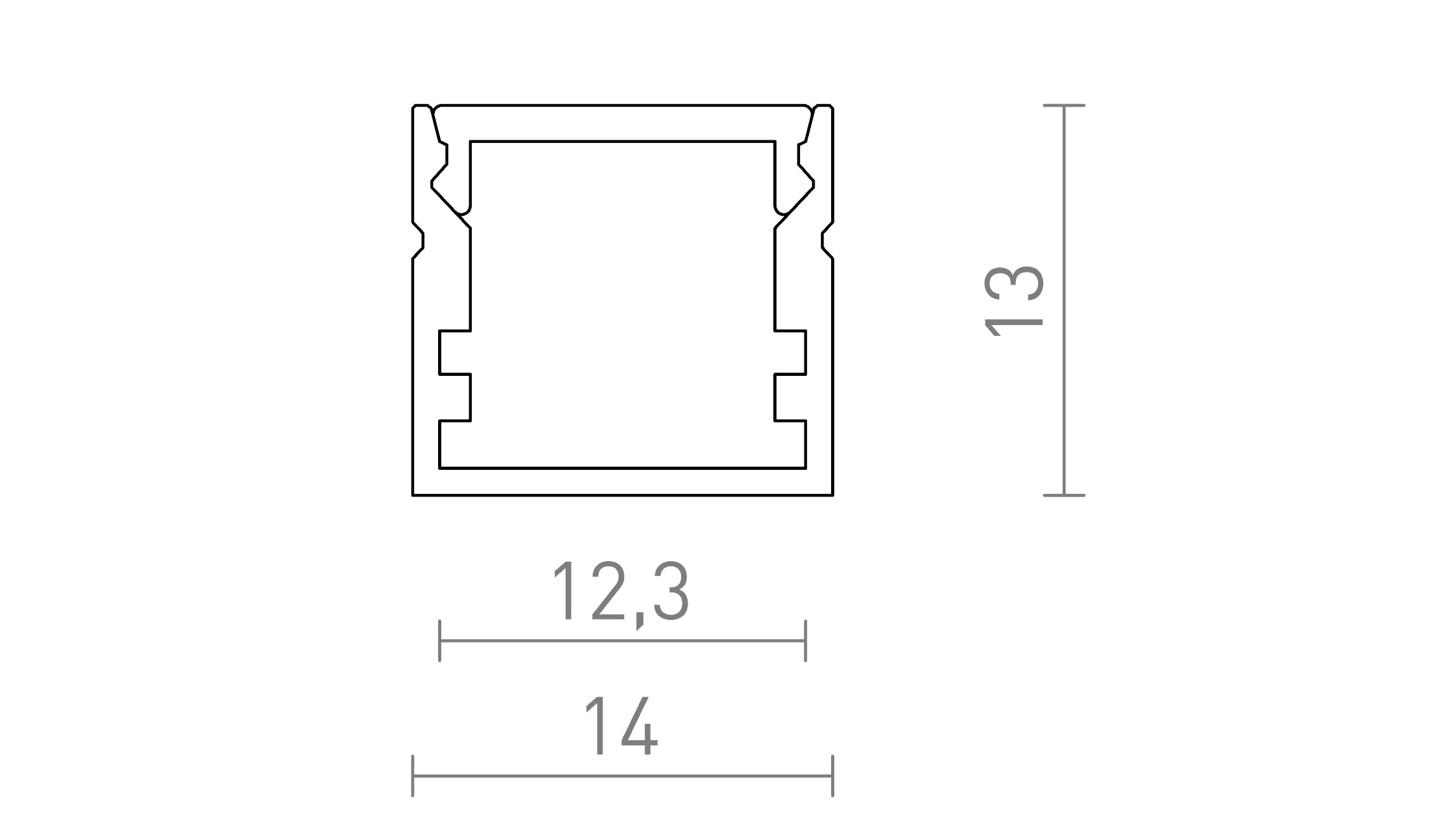 LED PROFILE C montage en surface 1m - Product sketch