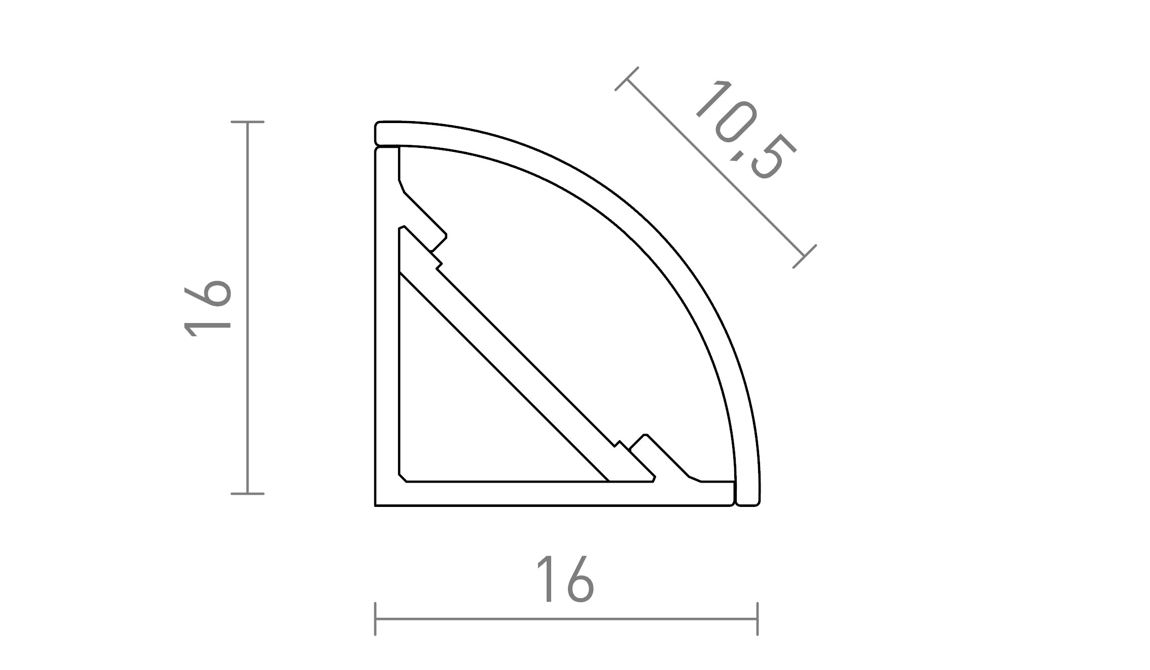 LED PROFILE E nadgradni 1m - Product sketch