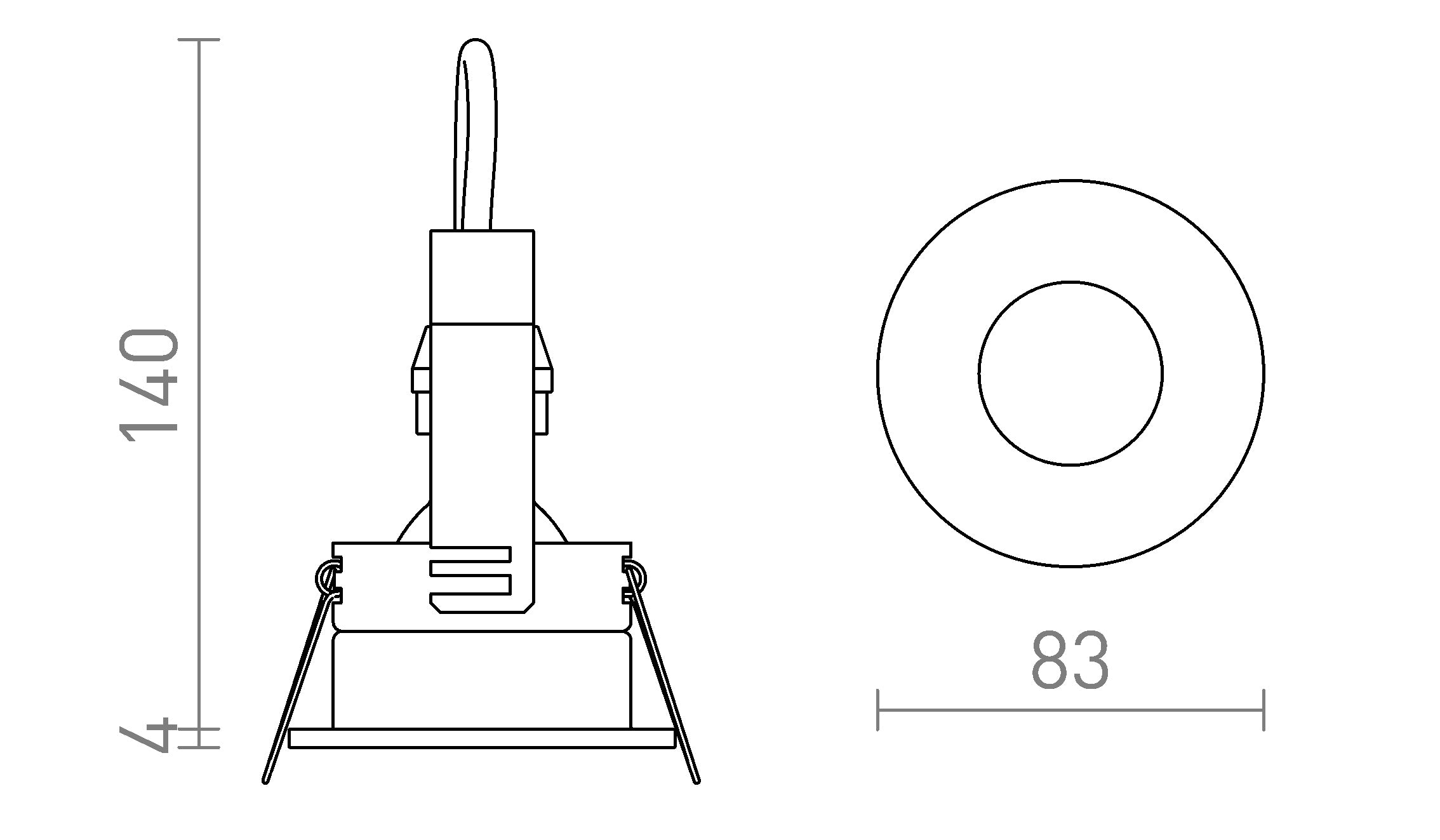 BELLA GU10 вградена лампа - Product sketch