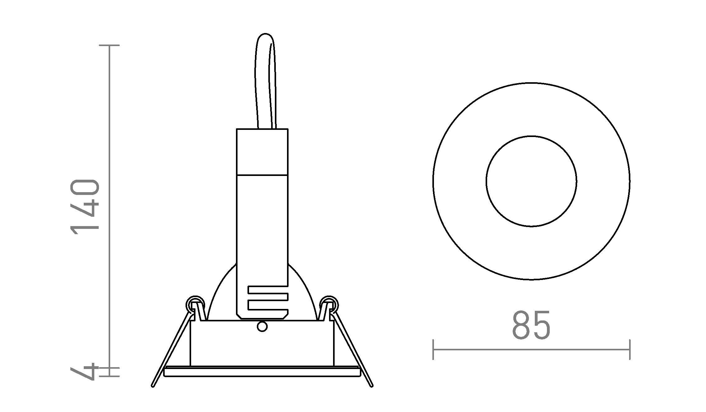 ISLA zápustná lampa - Product sketch