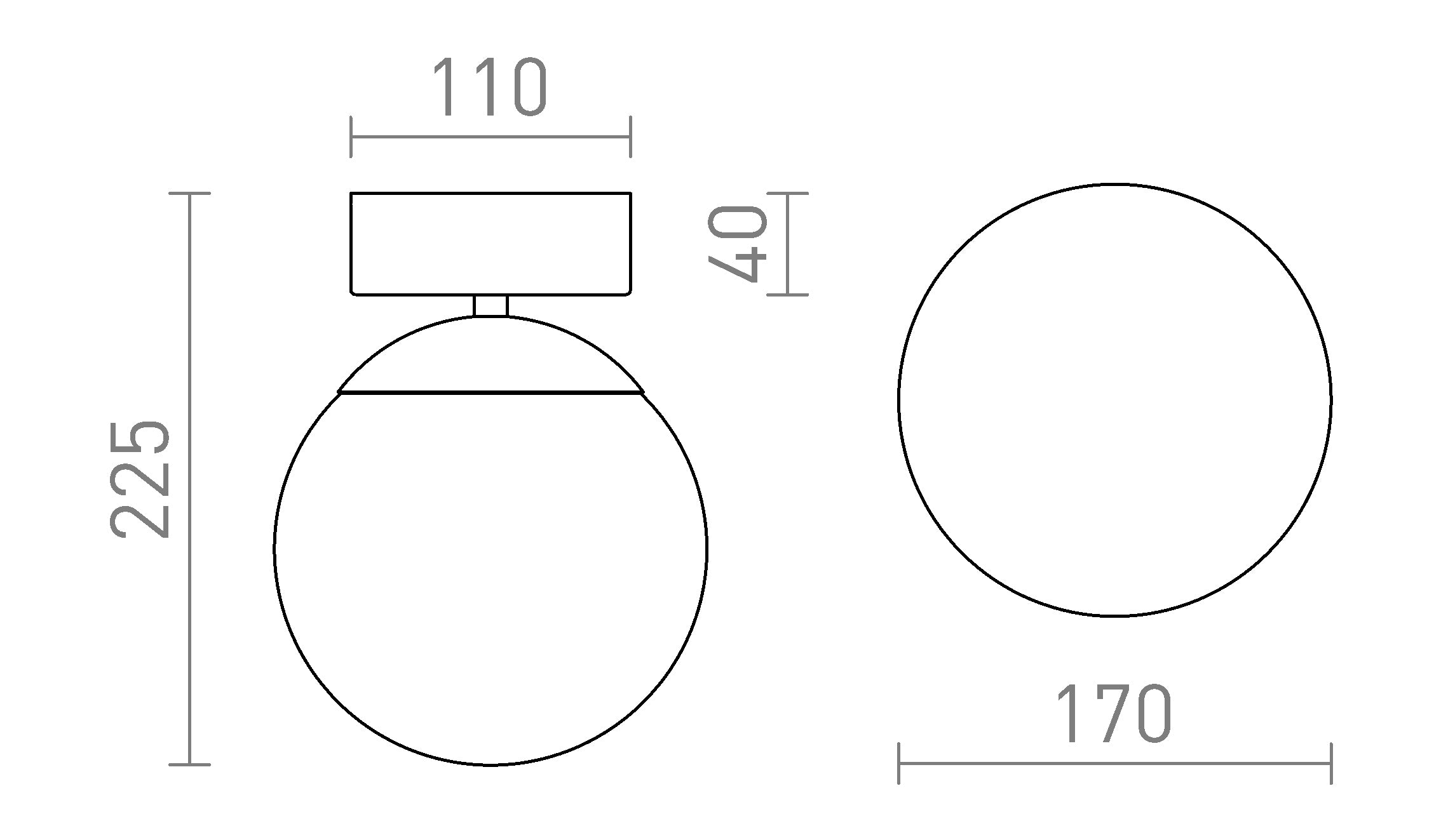 BOLLY 17 sufitowa lampa - Product sketch