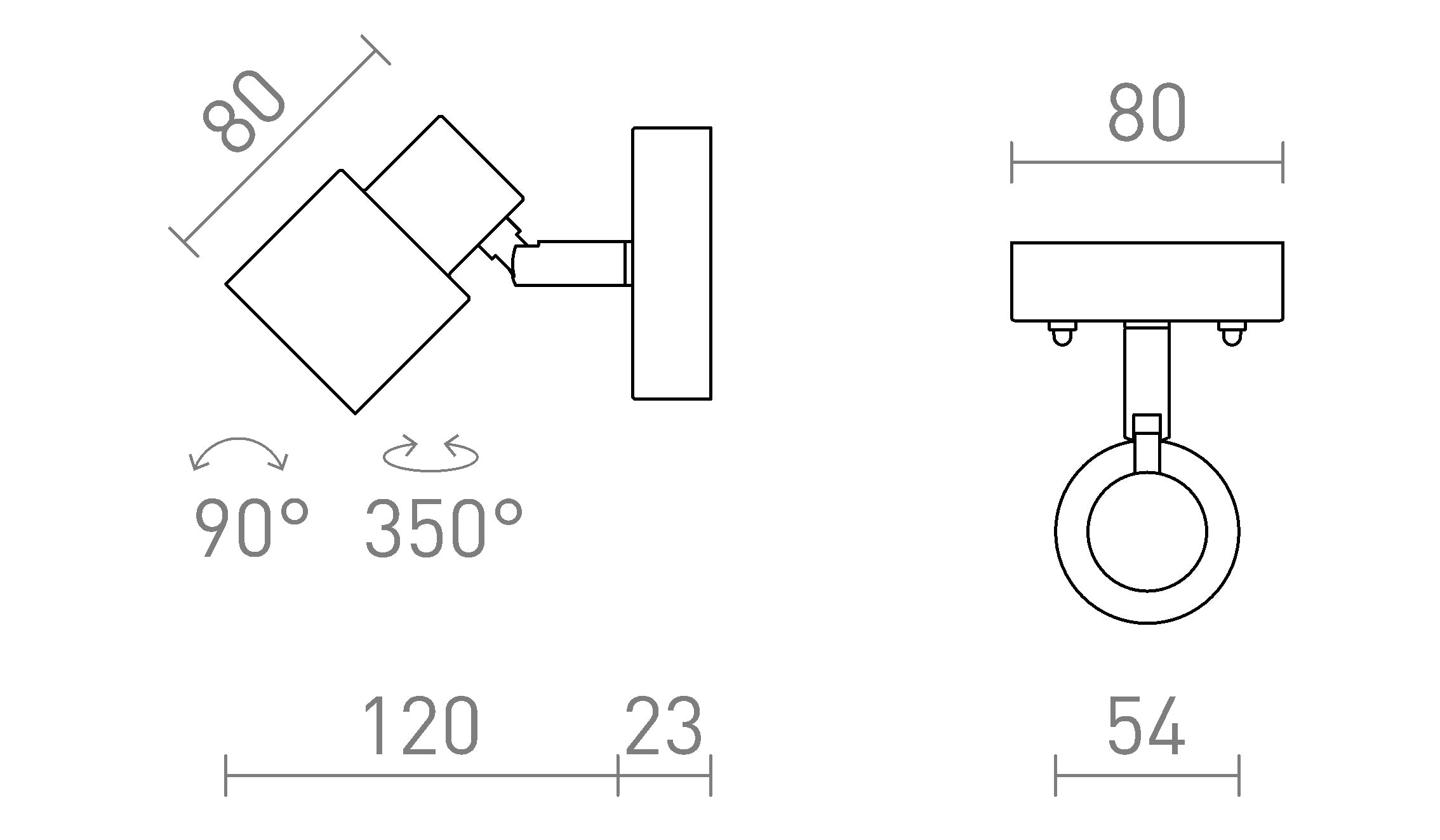 VALTO I ścienna lampa - Product sketch
