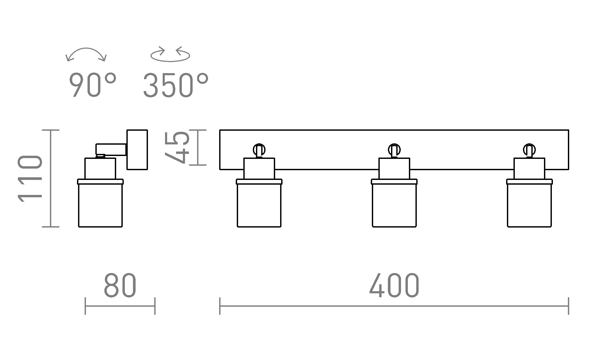 LINN III natynkowa lampa - Product sketch