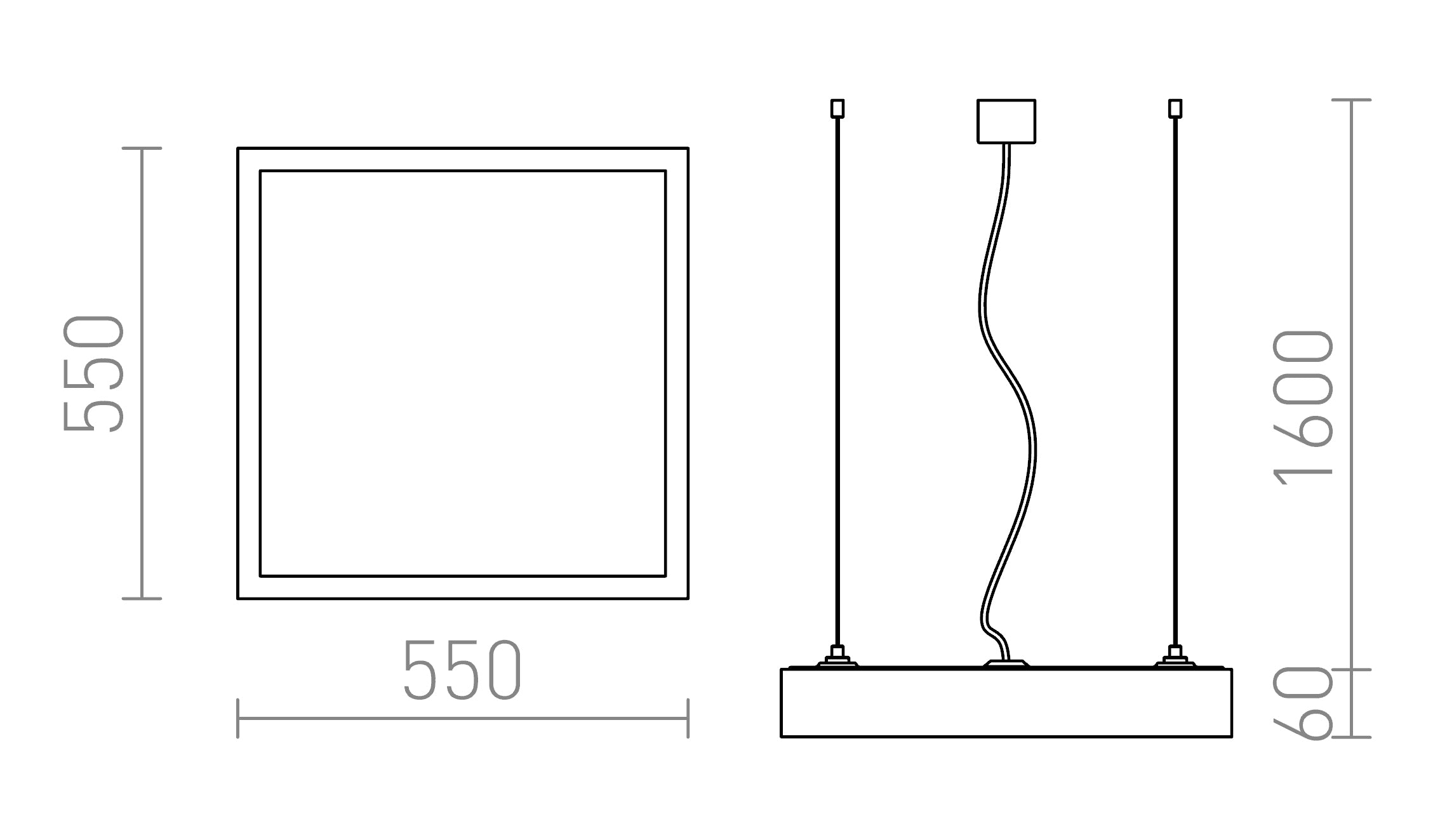 STRUCTURAL LED 55x55 wisząca lampa - Product sketch