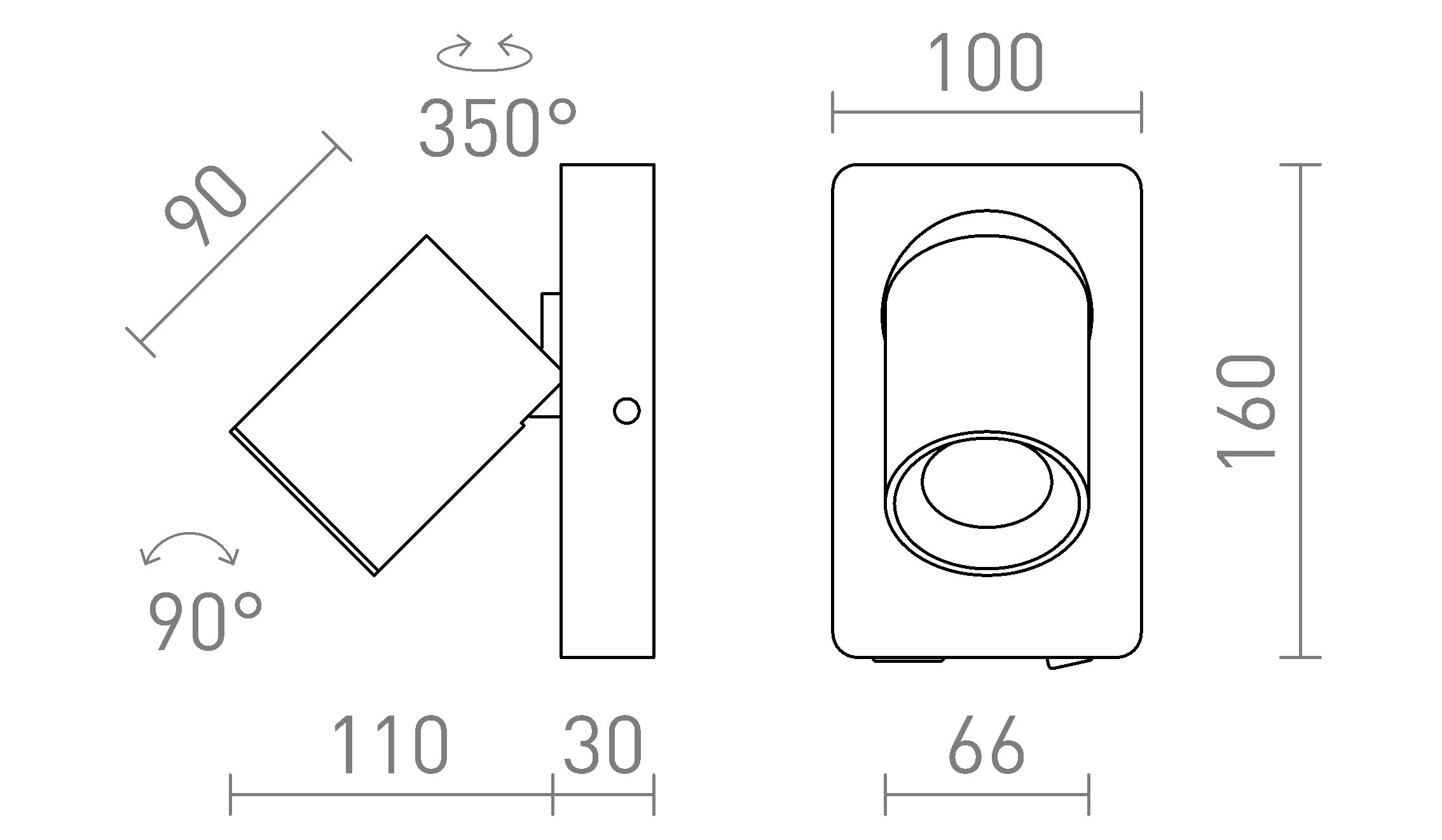VOLTERA USB ścienna lampa - Product sketch