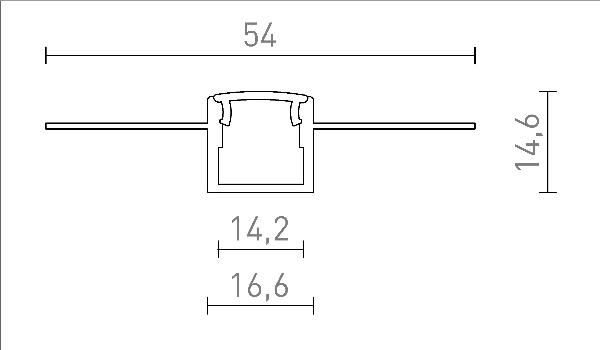 LED PROFILE B wpuszczany 1m - Product sketch