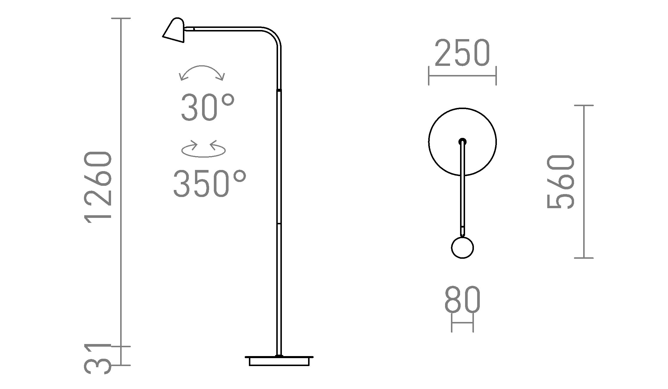 STIG lampadaire lampe - Product sketch