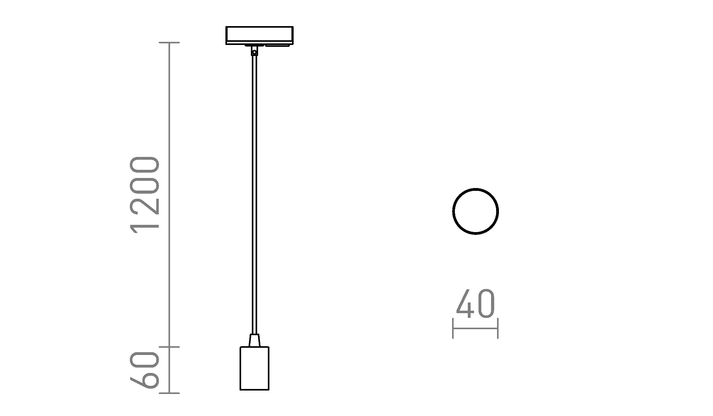 ARAQ do 1-faz. szyny wisząca lampa - Product sketch