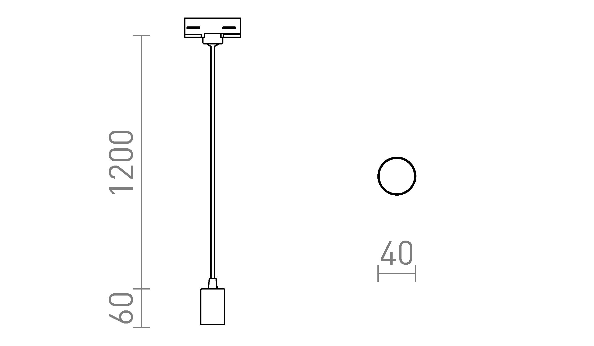 ARAQ do 3-faz. szyny wisząca lampa - Product sketch