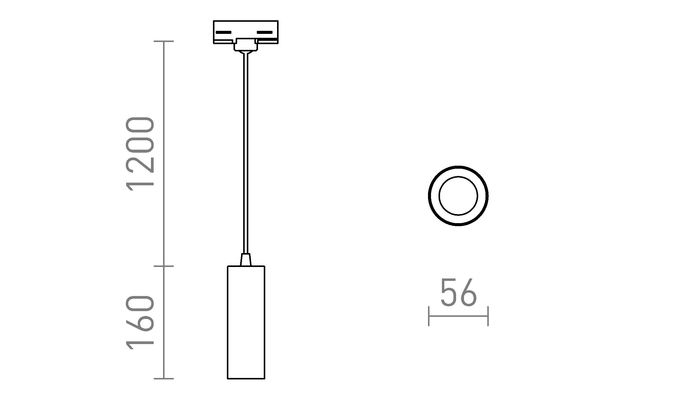 MAVRO för 3-fasskena pendel lampa - Product sketch